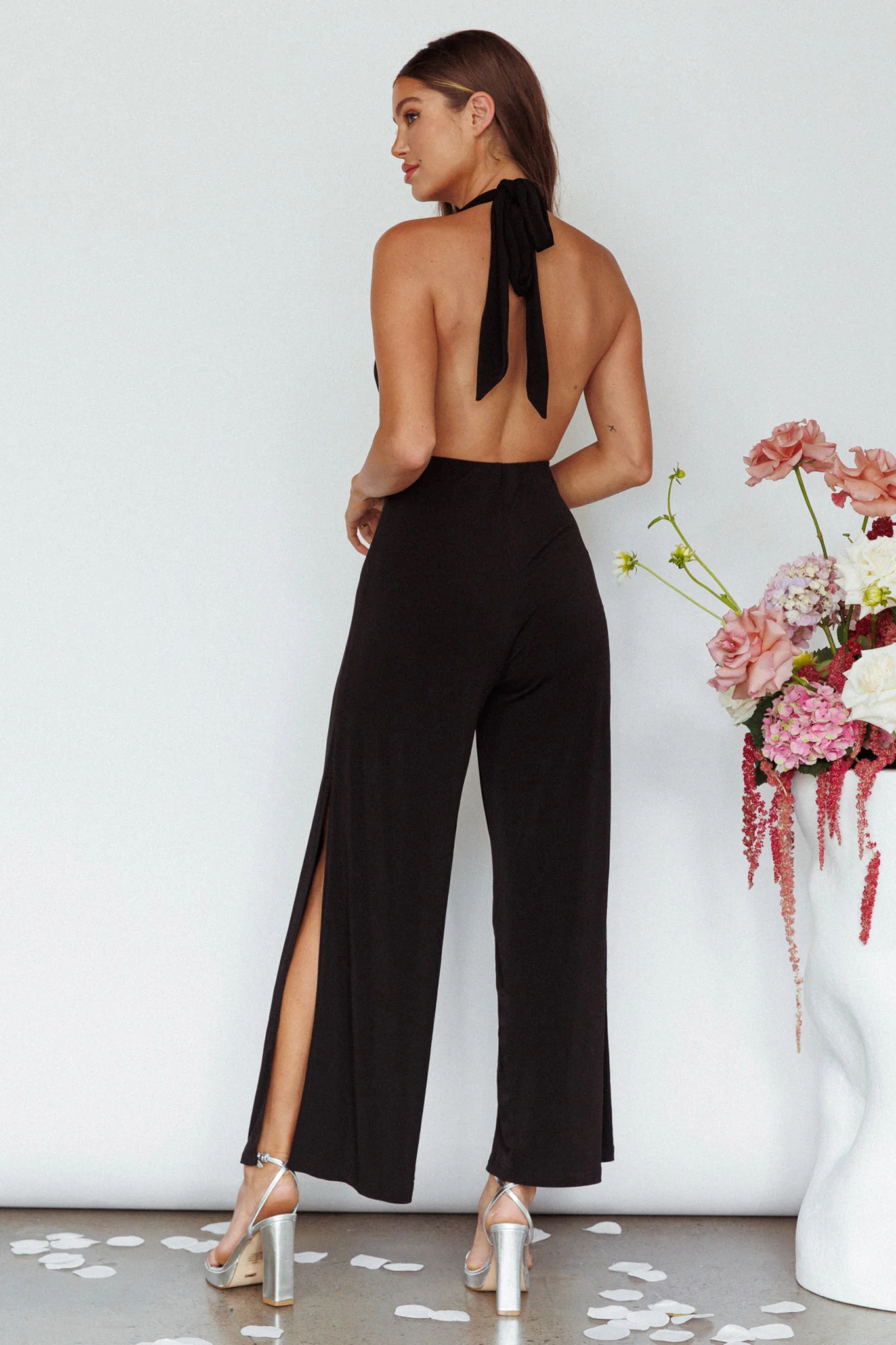 Emanuella Halterneck Split Jumpsuit Black - Sonourner