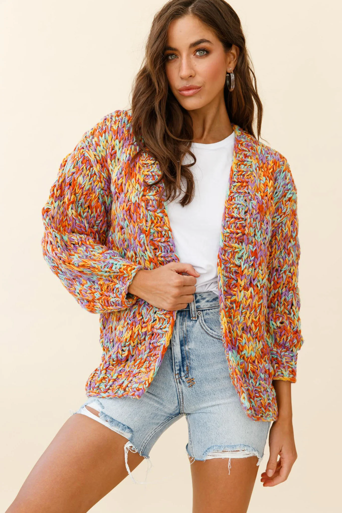 Santa Ana Chunky Knit Cardigan Funfetti - Sonourner