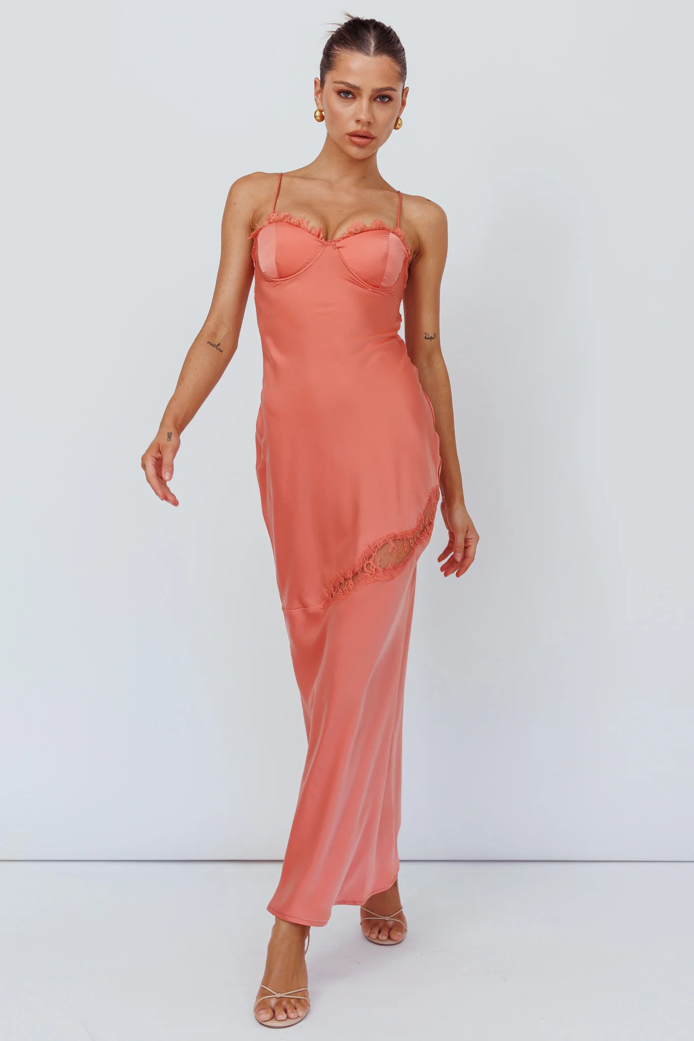 Sweet Talker Lace Trim Midi Dress Mango - Sonourner