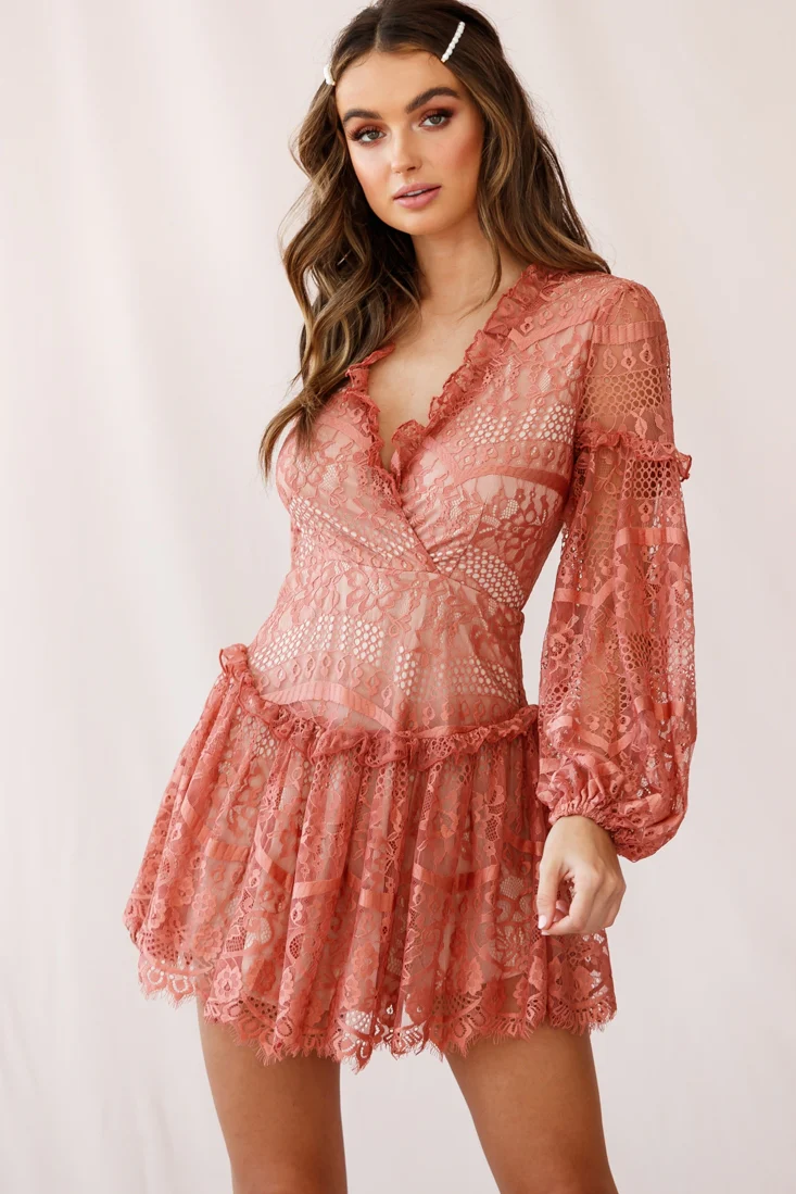 Albany Open Back Frill Dress Rose - Sonourner