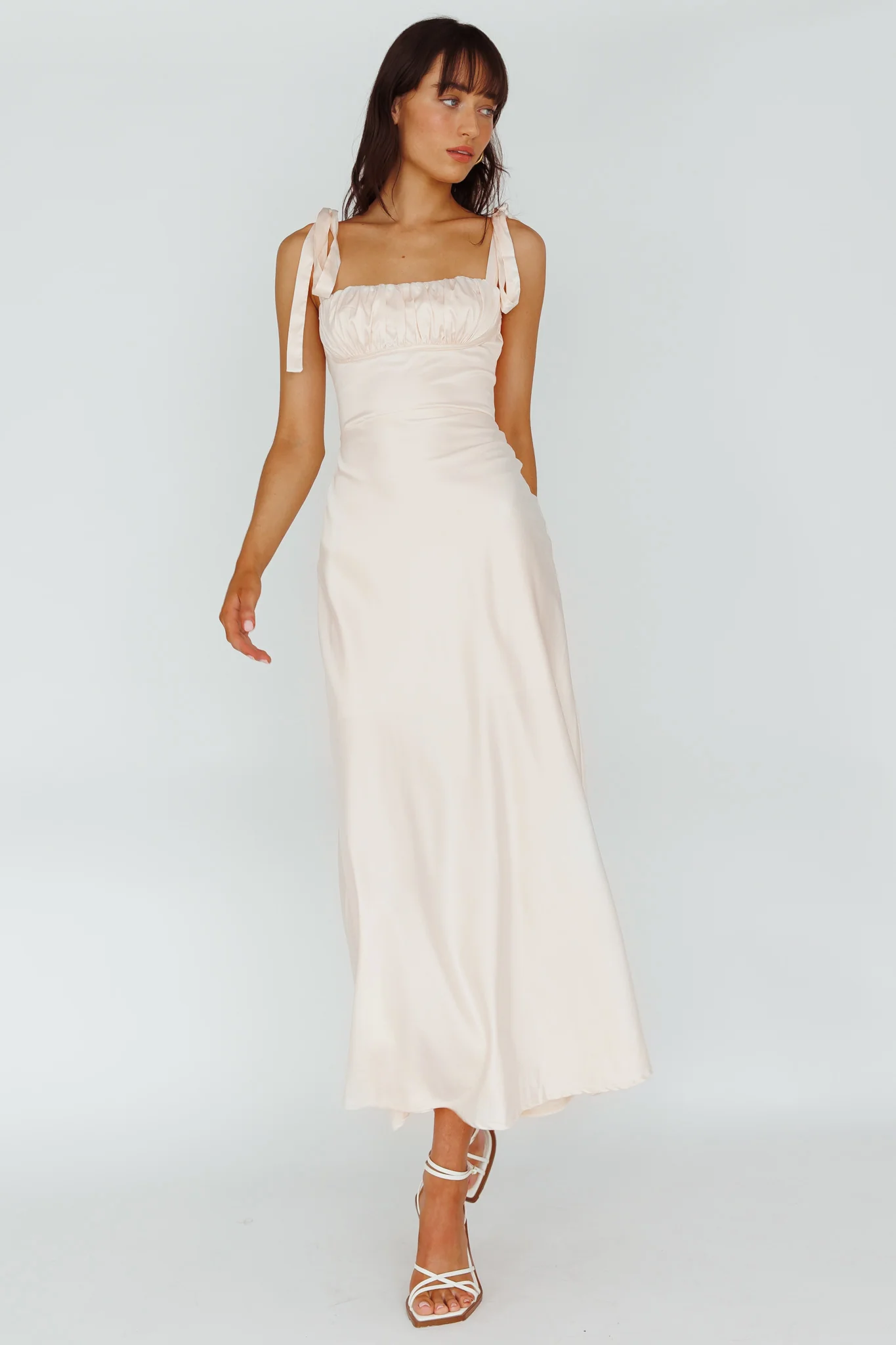 Pennelope Tied Shoulder Maxi Dress Ivory - Sonourner