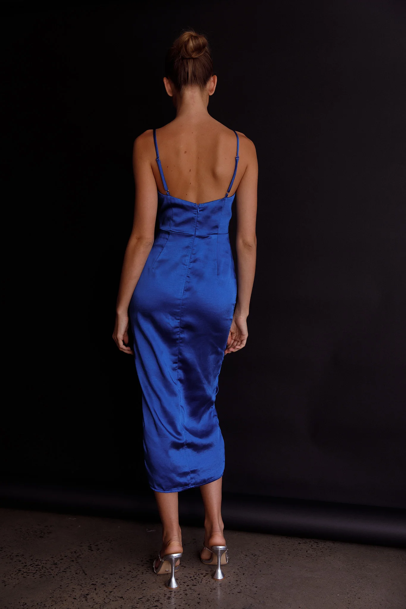 Fantasy Structured Bodice Ruched Midi Dress Cobalt Blue - Sonourner