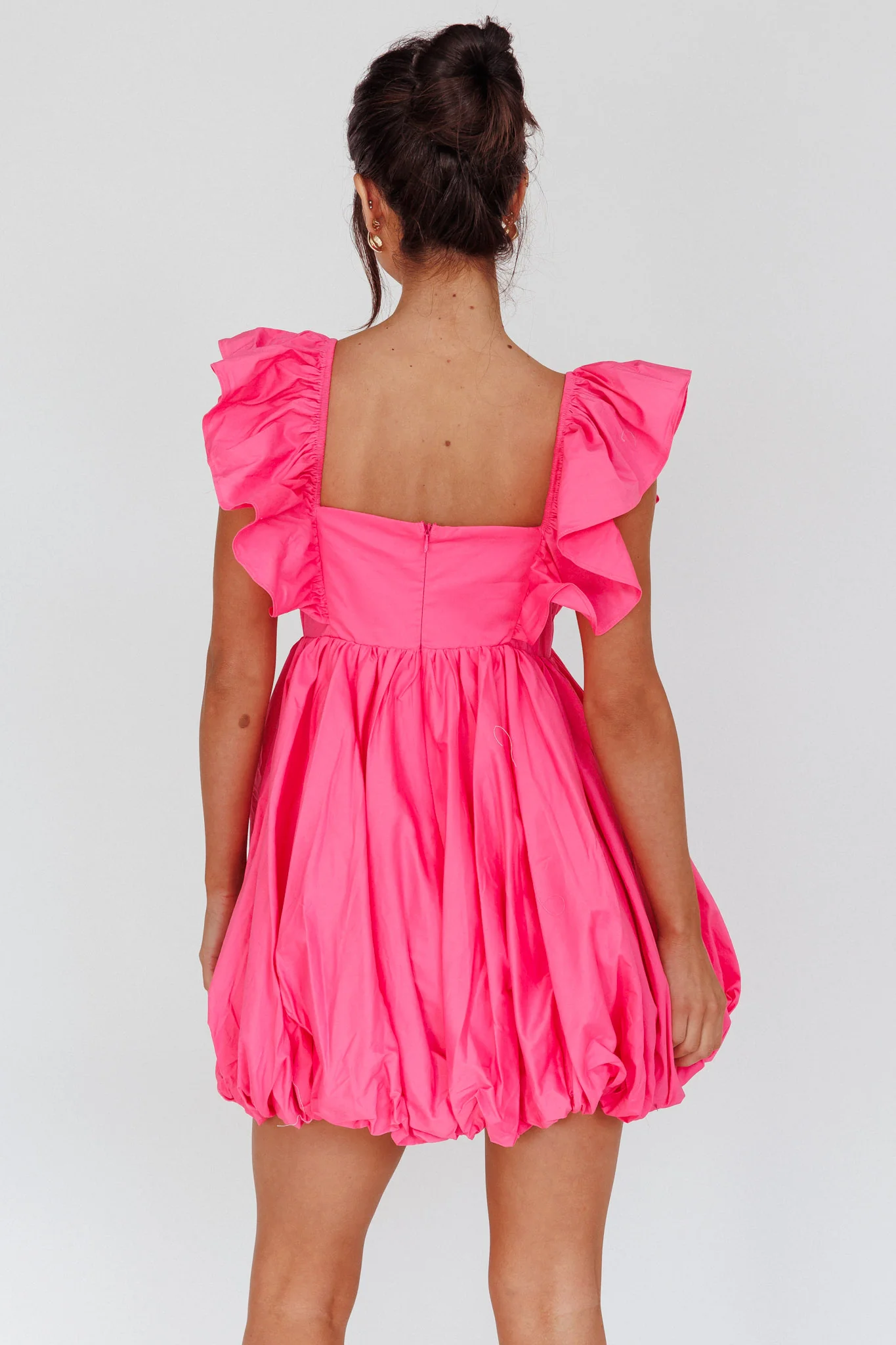 Horoscope Bubble Hem Mini Dress Pink - Sonourner
