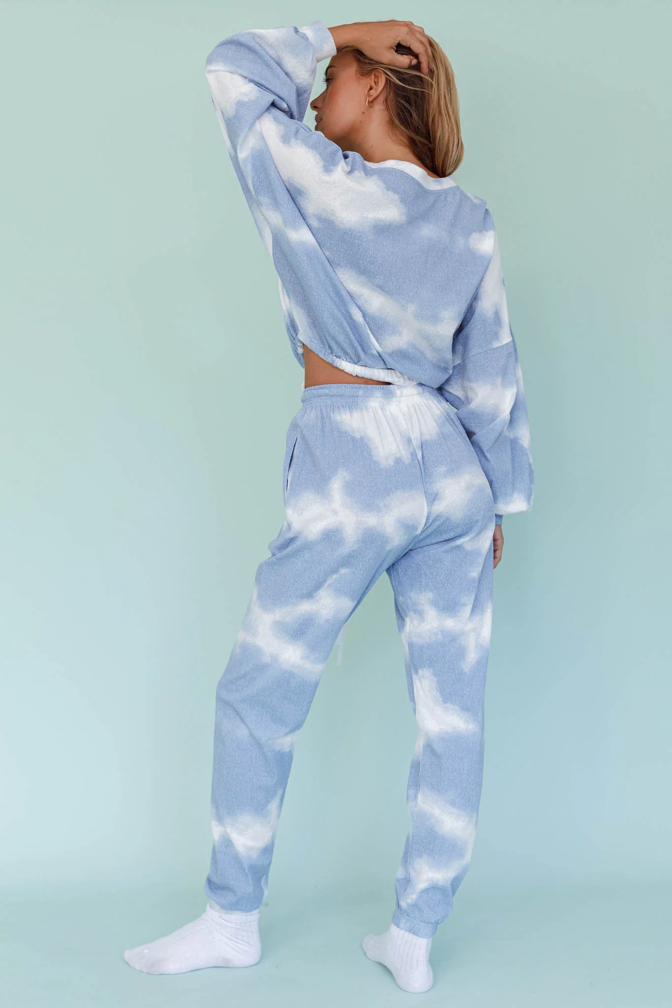 Low Key Drawstring Ribbed Pants Blue - Sonourner