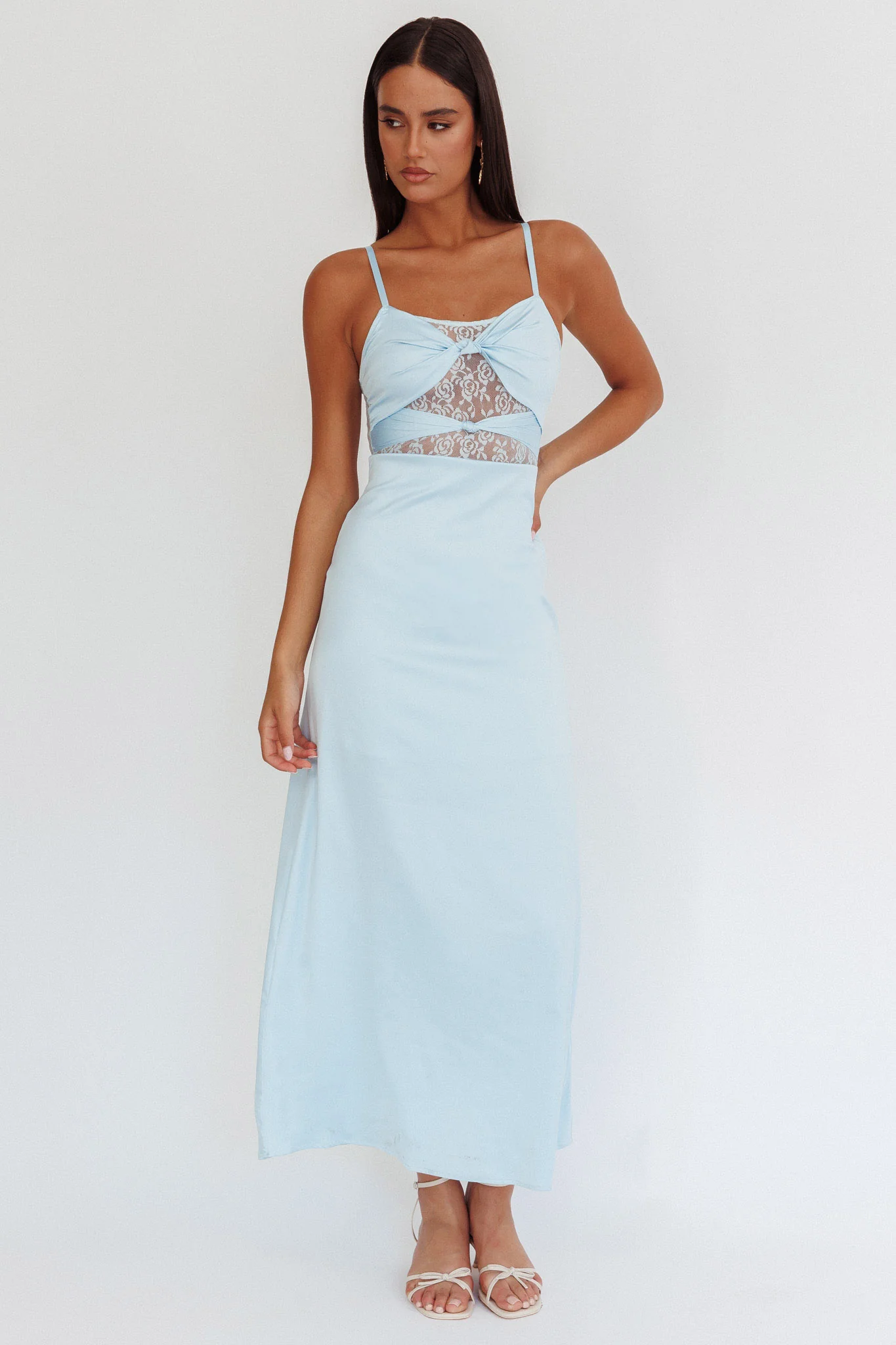 Wyatt Lace Twish Bust Maxi Dress Baby Blue - Sonourner