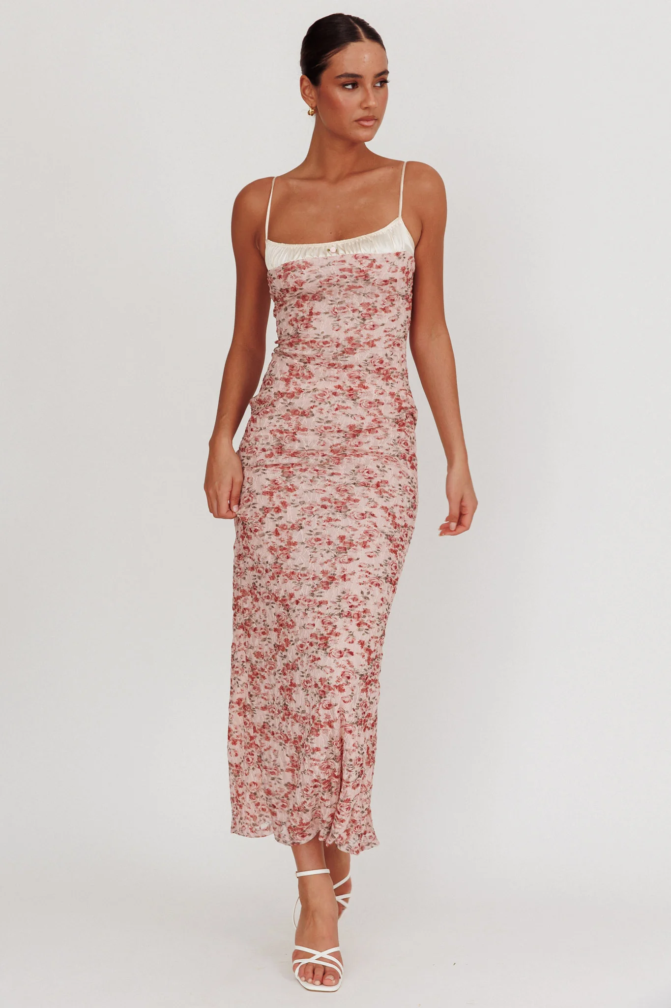 I'm Blushing Floral Lace Maxi Dress Rose - Sonourner