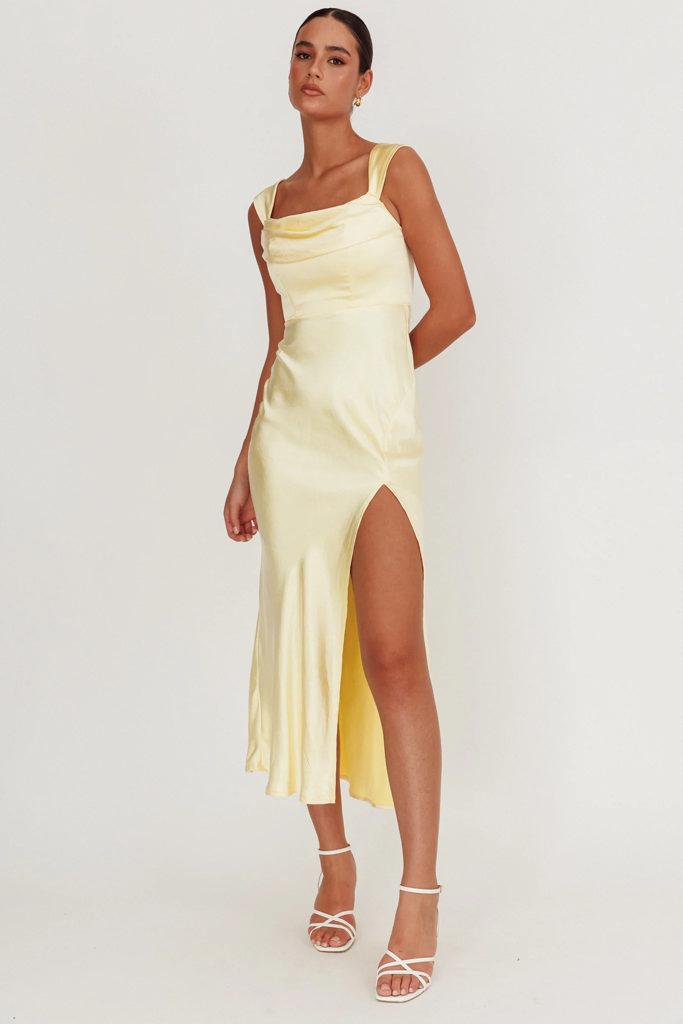 Lucinda Off-Shoulder V-Back Dress Butter - Sonourner