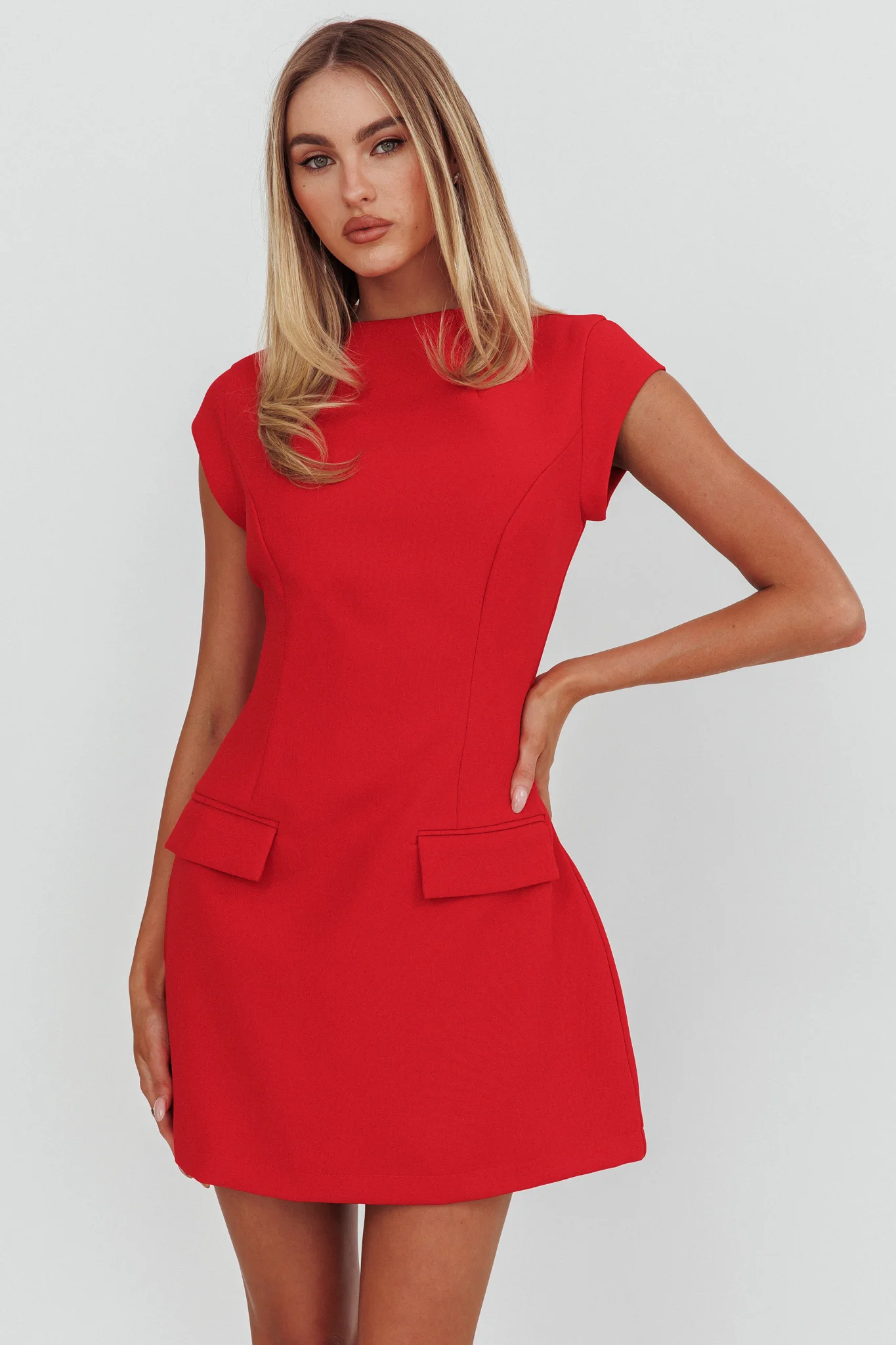 Aristos Cap Sleeve Mini Dress Red - Sonourner