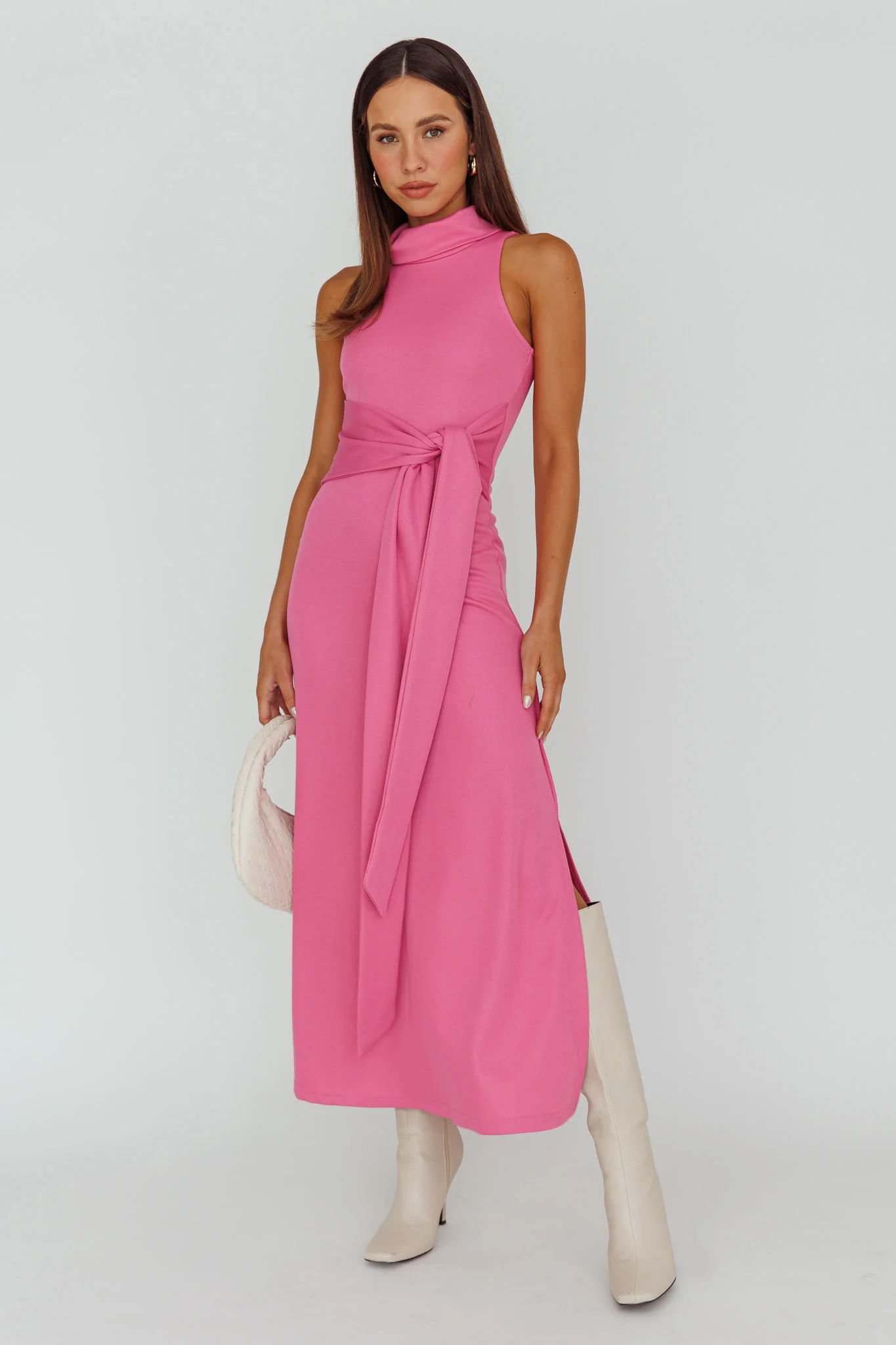 Make A Way Sleeveless Turtleneck Dress Pink - Sonourner