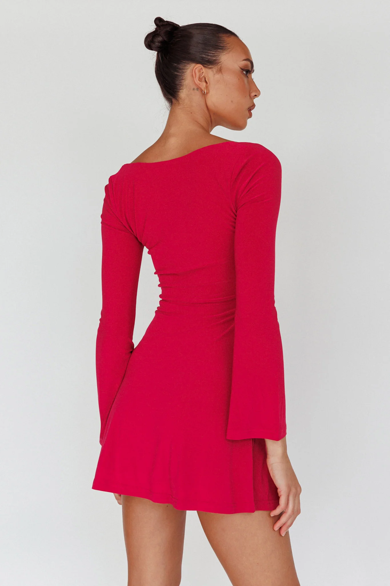 Kaleidoscope Drawstring Bust Mini Dress Plum - Sonourner