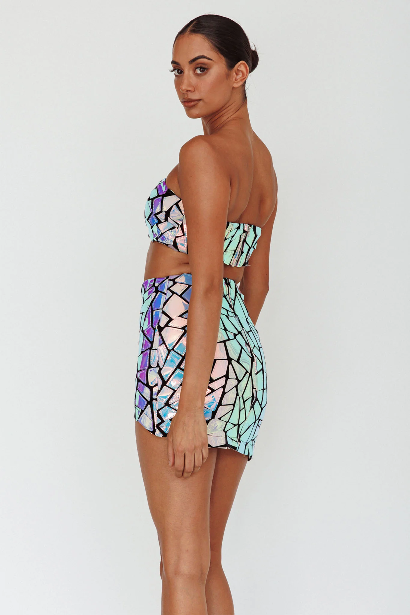 El Camino Mosaic Mini Skirt Silver - Sonourner