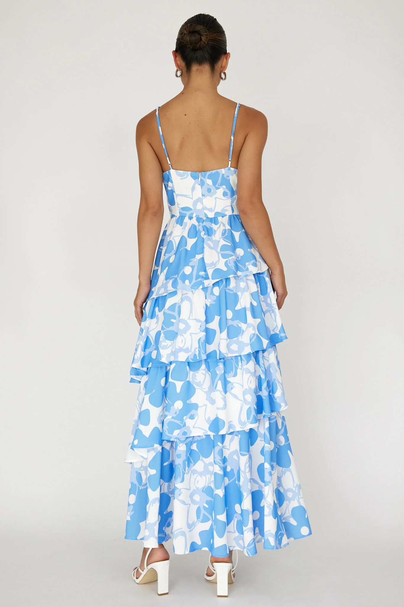 Hopeful Tiered Layered Maxi Dress Blue - Sonourner