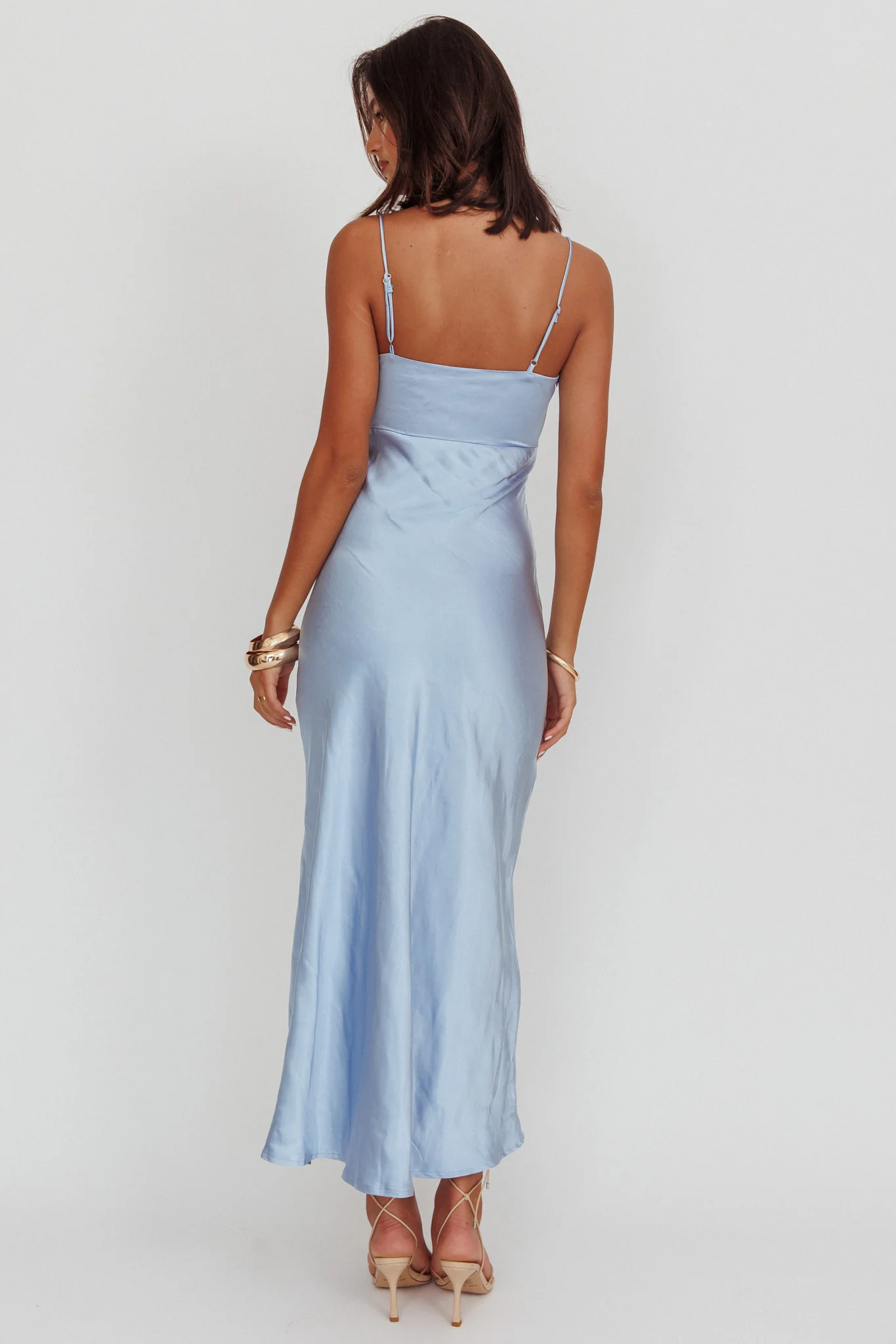 Marlie Side Pleat Maxi Dress Blue - Sonourner
