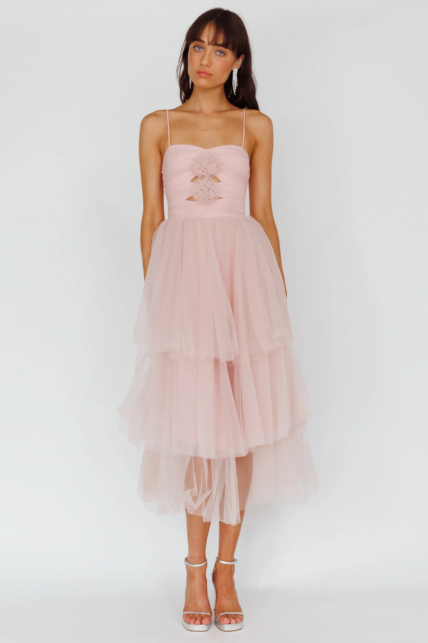 Seraphina Rose Bodice Tulle Midi Dress Blush - Sonourner