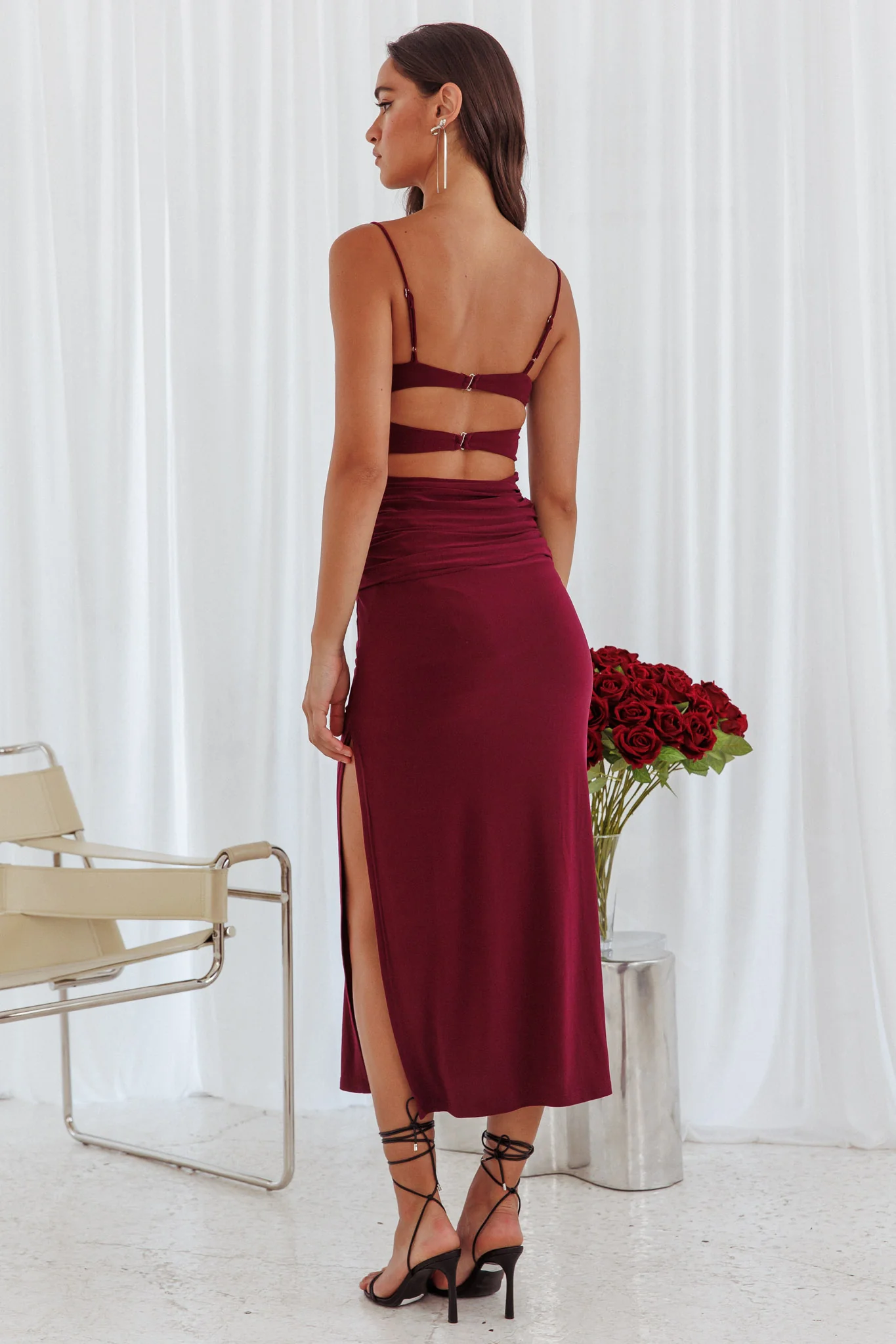 Love Life Twist Bodice Dress Burgundy - Sonourner