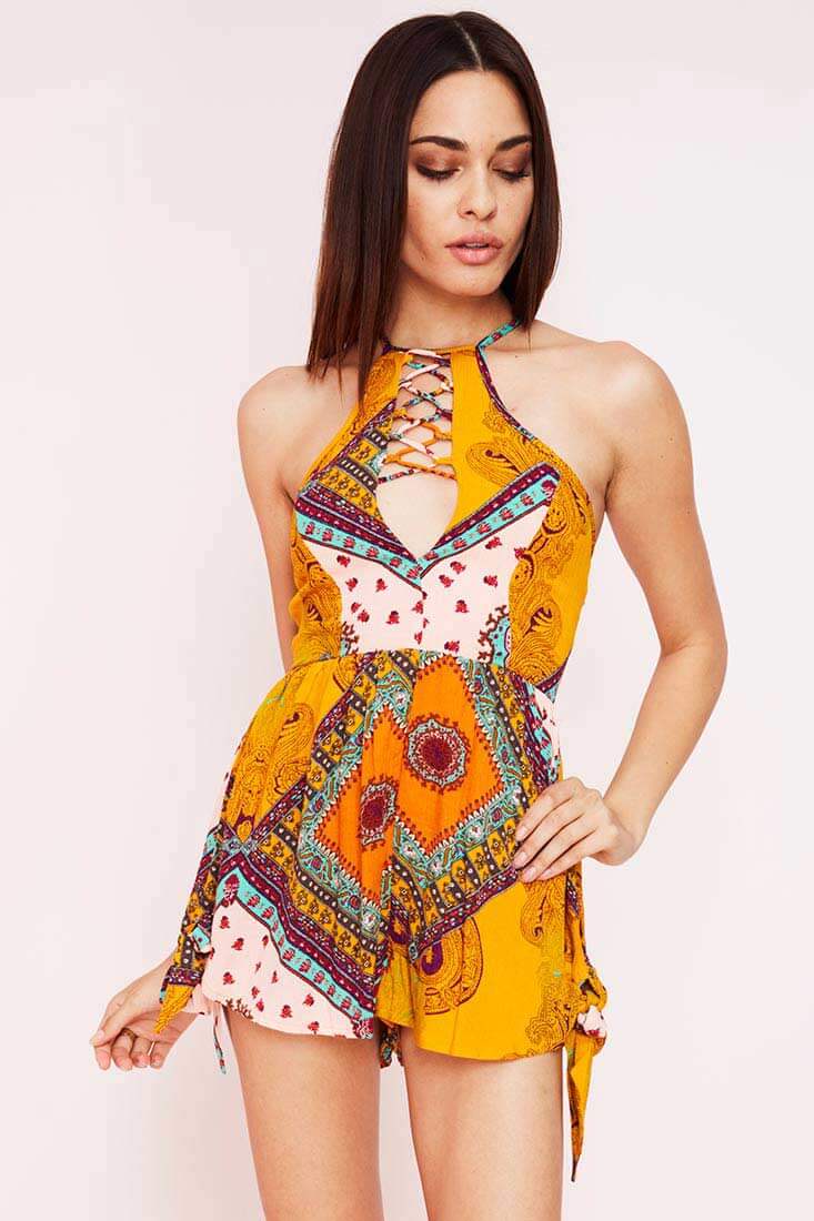 Milou Havana Romper Orange Print - Sonourner