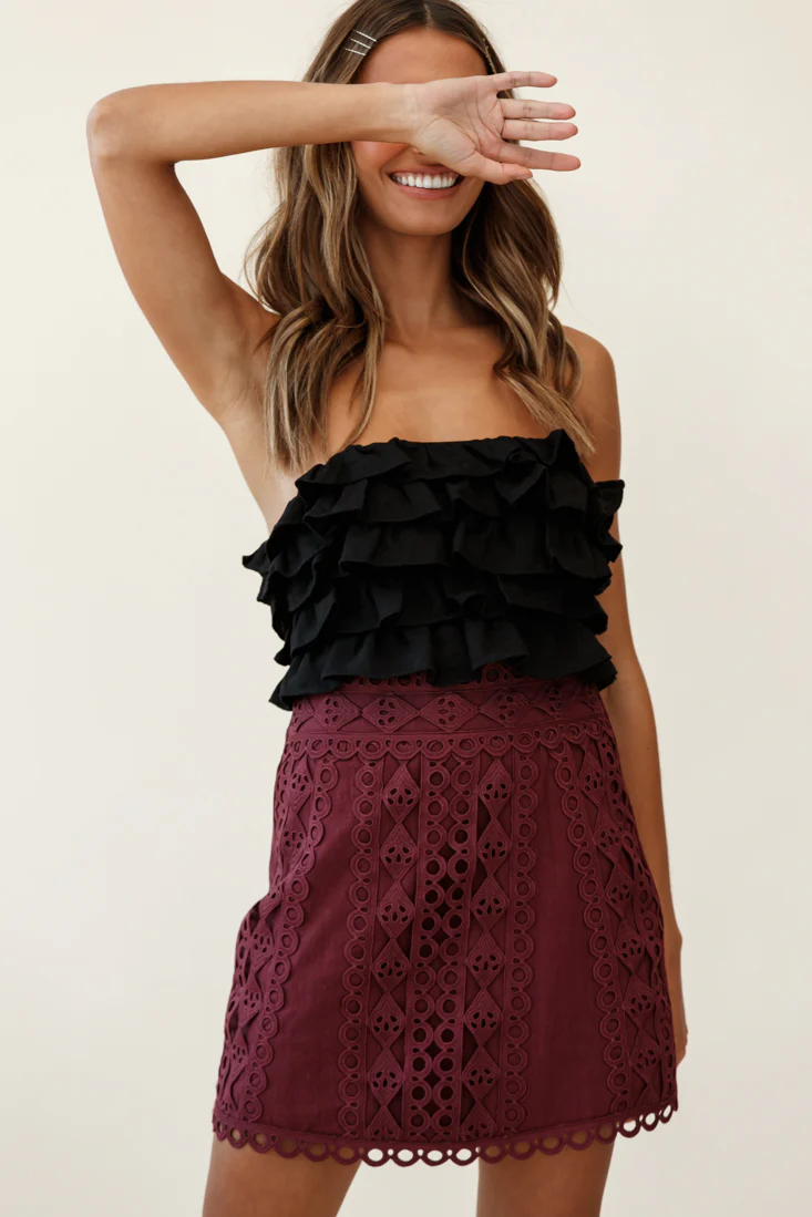 Dinah Crochet Overlay Skirt Plum - Sonourner