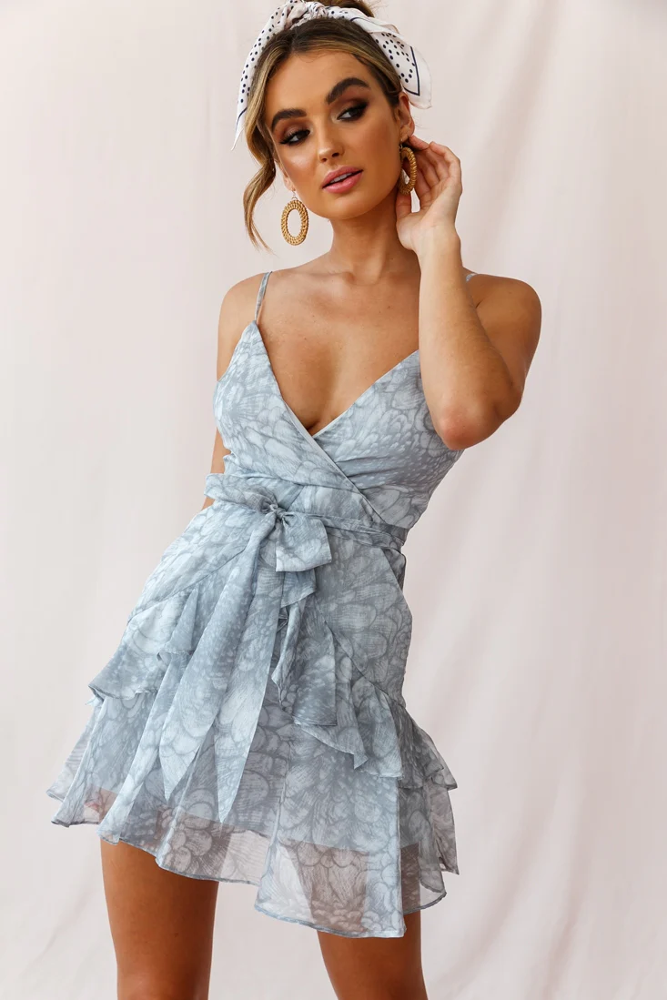 Kerry Layered Ruffle Cami Strap Dress Grey - Sonourner