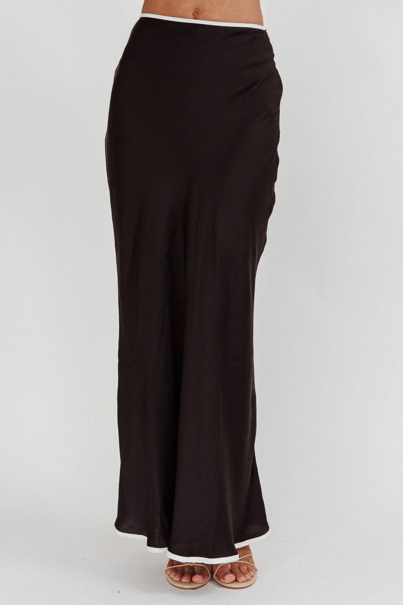 Only One Contrast Trim Maxi Skirt Black - Sonourner