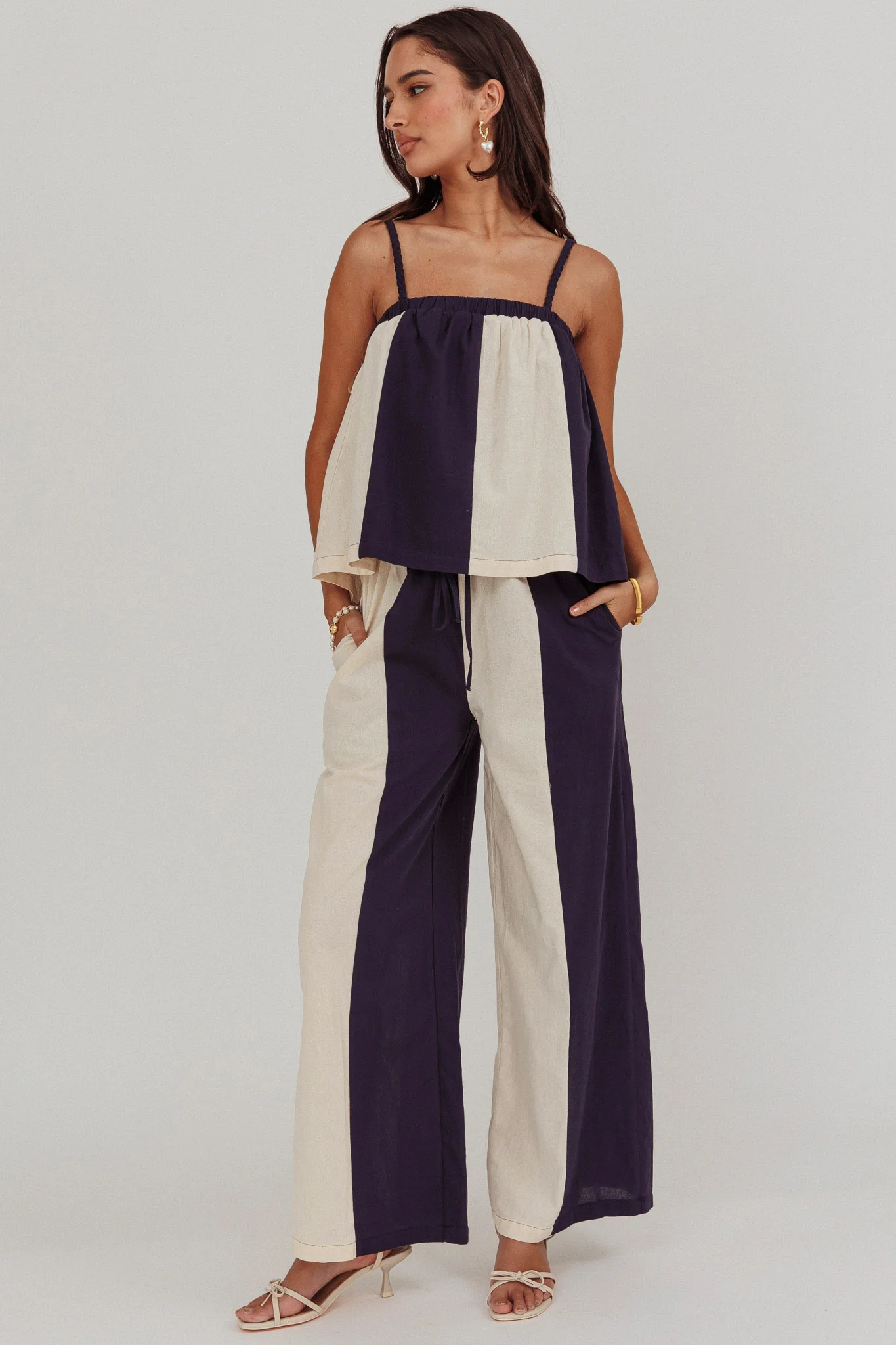 Dream Girl Contrast Wide Leg Pant Midnight - Sonourner