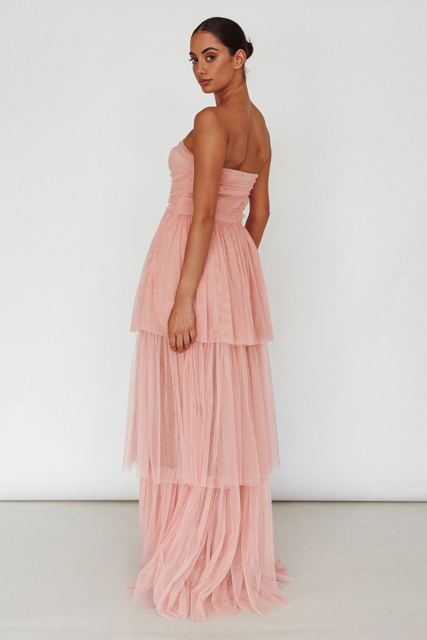Haeven Tiered Strapless Maxi Dress Blush - Sonourner