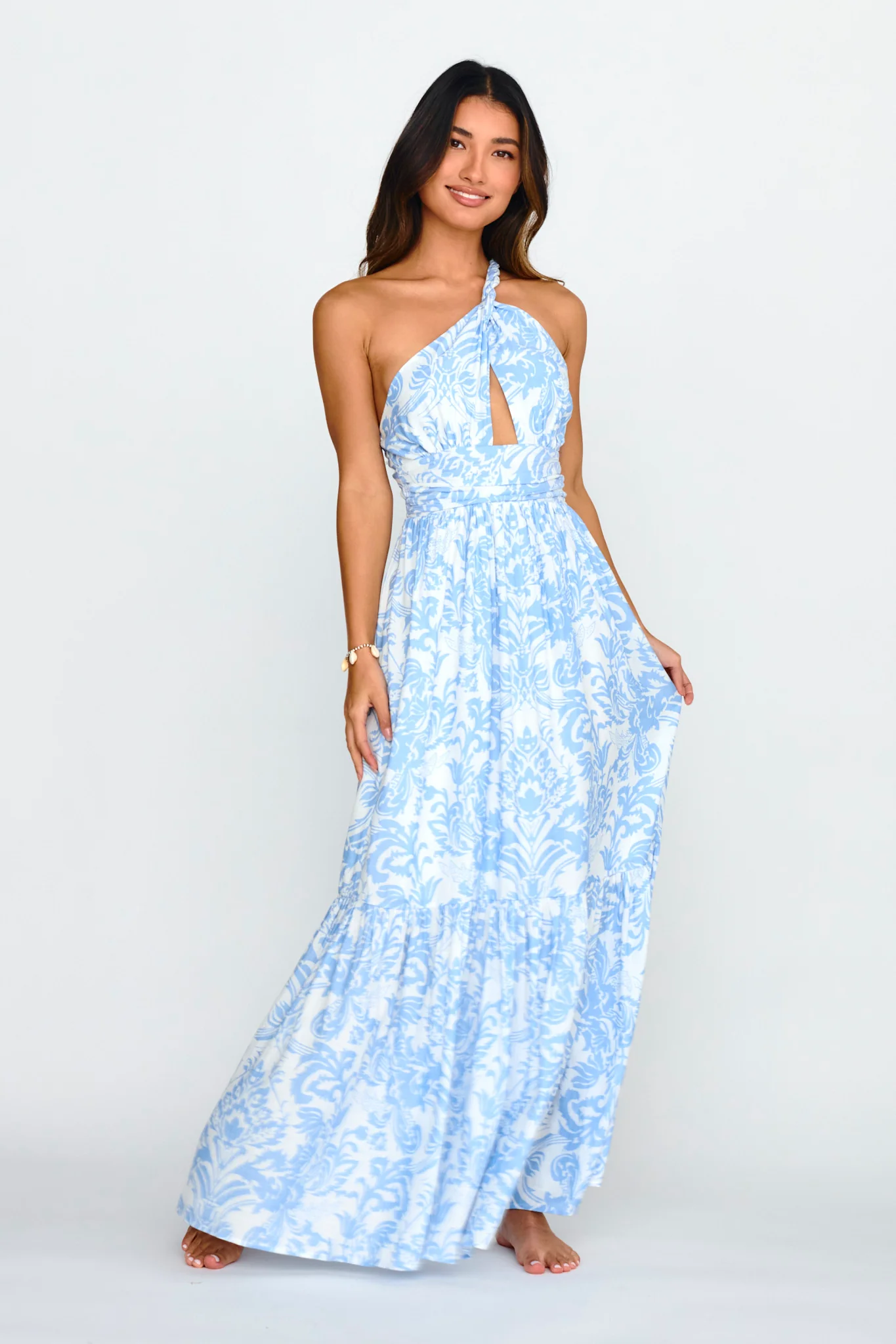 Kamali One-Shoulder Keyhole Maxi Dress Blue - Sonourner