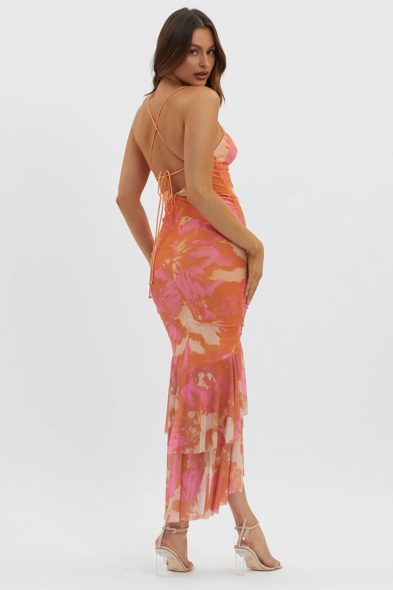 Avalee Layered Hem Mesh Dress Pink - Sonourner