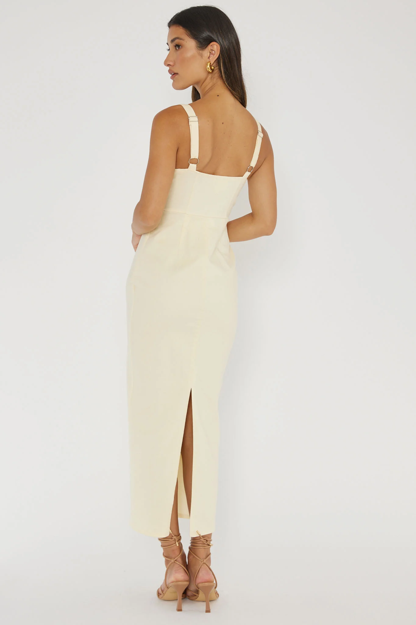 Sweet Pea Tied Bust Midi Dress Butter - Sonourner