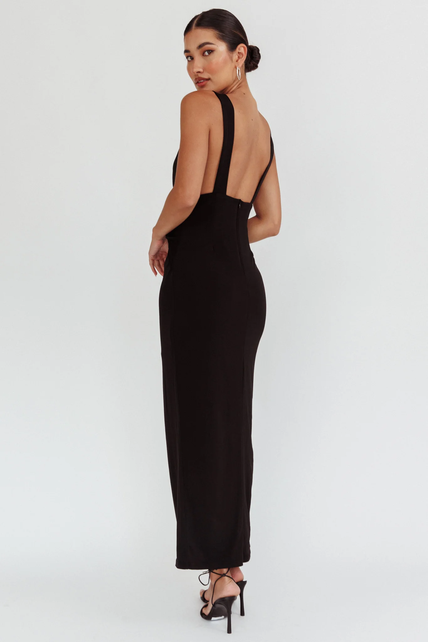 Eternal Waist Twist Split Dress Black - Sonourner