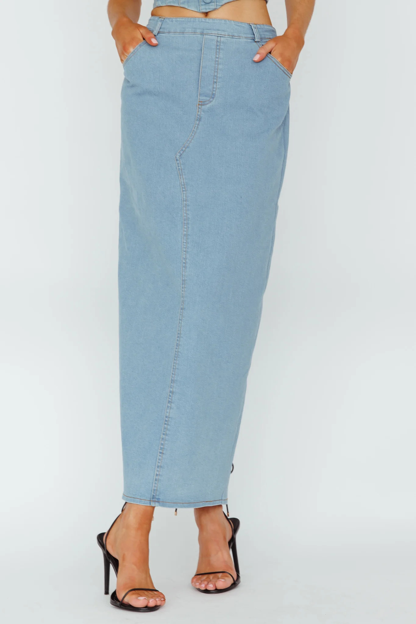 Zurich Pocket Maxi Skirt Denim Blue - Sonourner