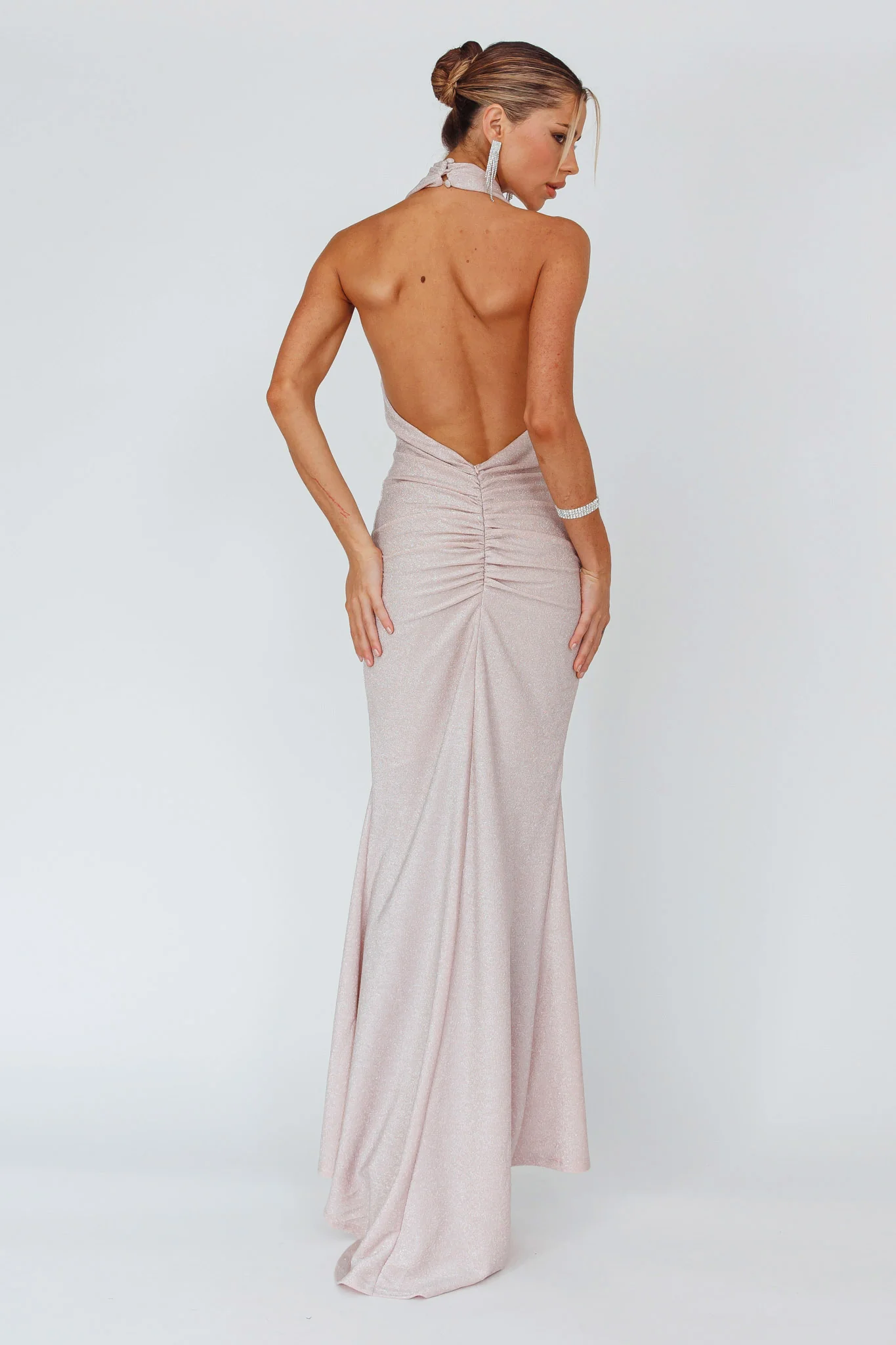 Soleil Moon Halterneck Maxi Dress Sparkle Blush - Sonourner