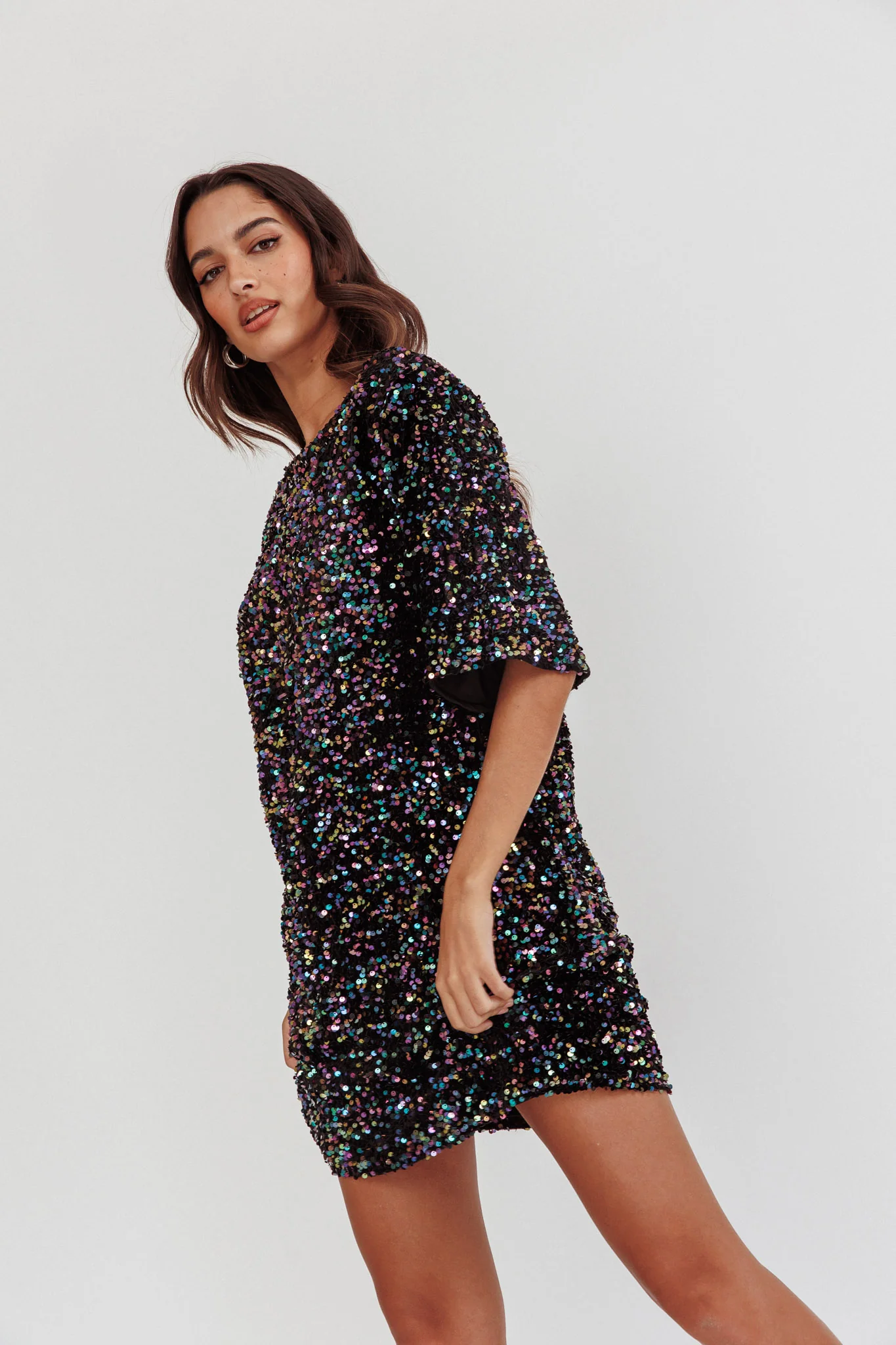 Miramar Backless Sequin Dress Black Multi - Sonourner