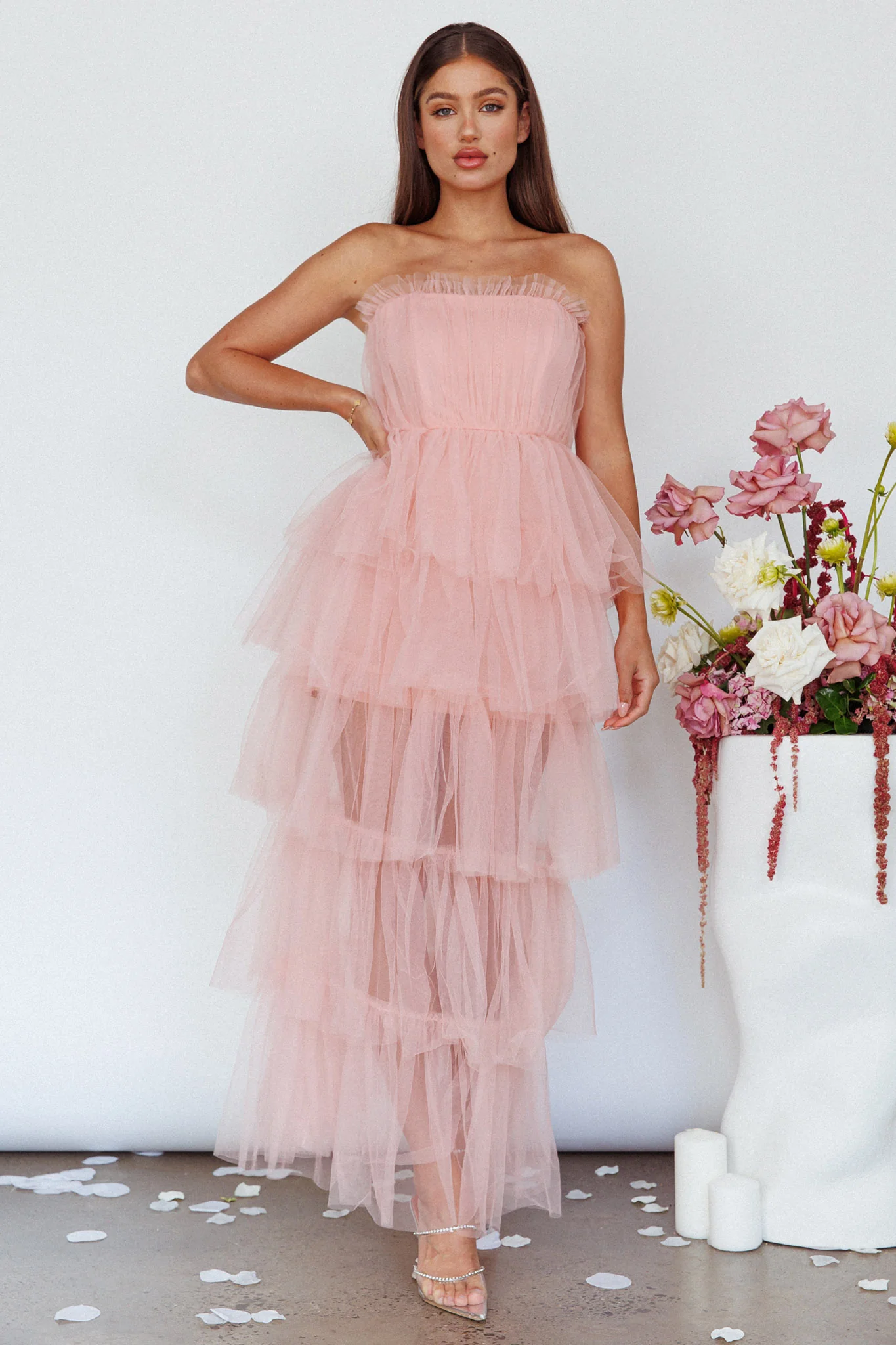 Written In The Stars Layered Tulle Maxi Dress Pink - Sonourner