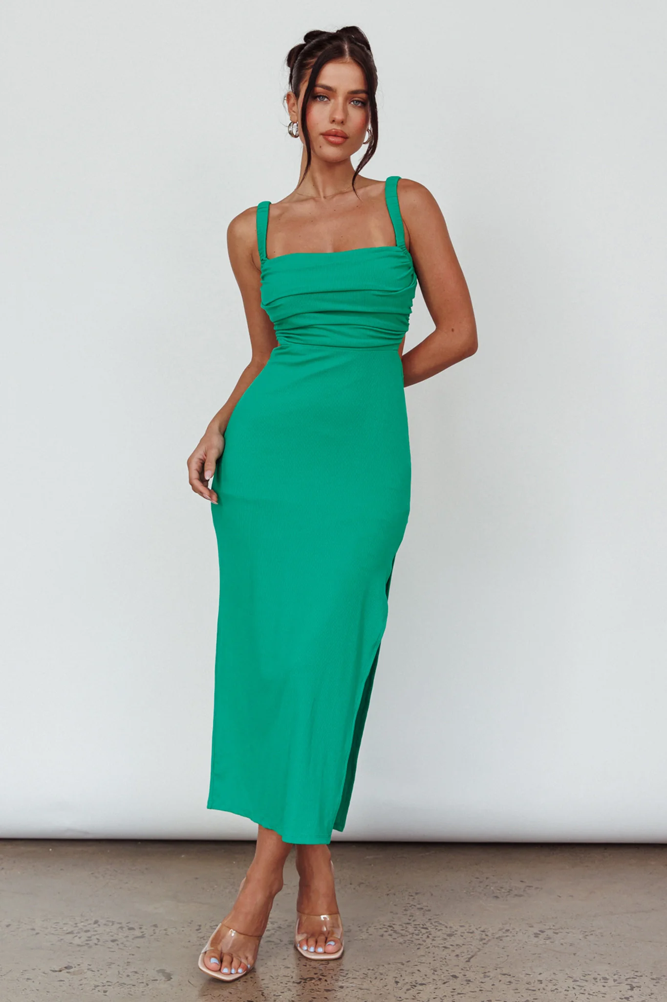 Cosmic Love Strappy Back Midi Dress Green - Sonourner