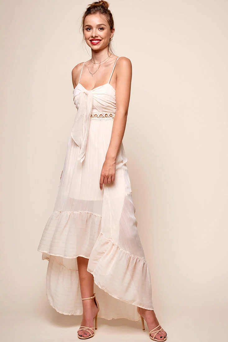 Riviera High-Low Hem Dress Beige - Sonourner