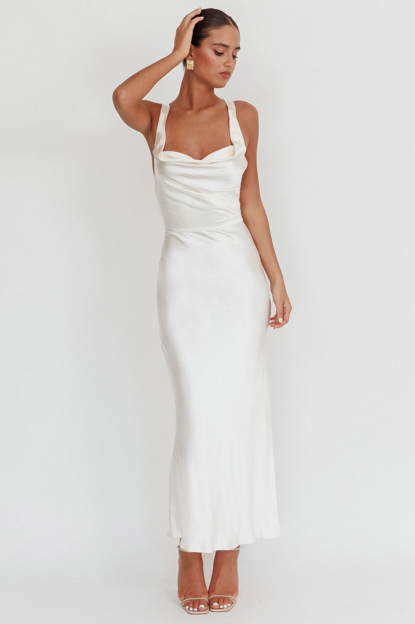 Sitara Tied Back Maxi Dress Oyster - Sonourner