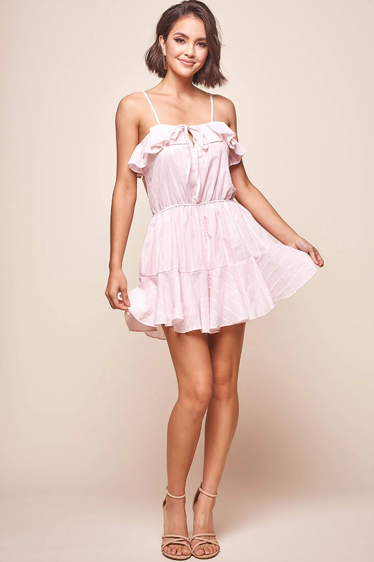 Louisa Elasticated Waist Ruffle Hem Romper Blush - Sonourner