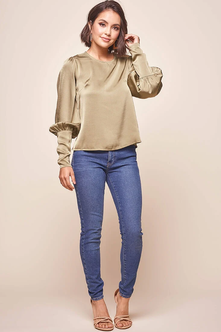 Westminster Leg-of-Mutton Sleeve Blouse Olive - Sonourner