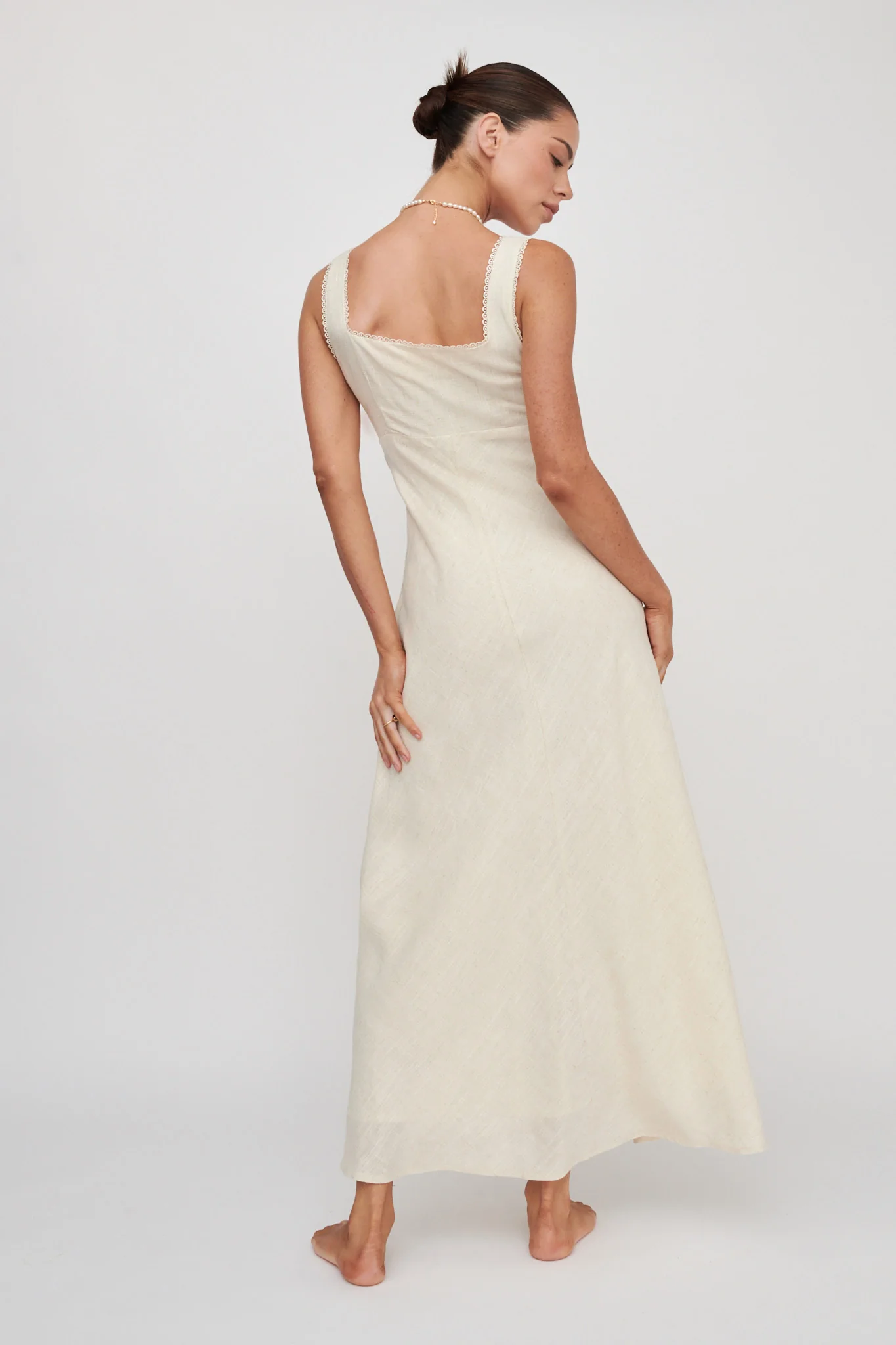 Carlee Gathered Bust Maxi Dress Oat - Sonourner