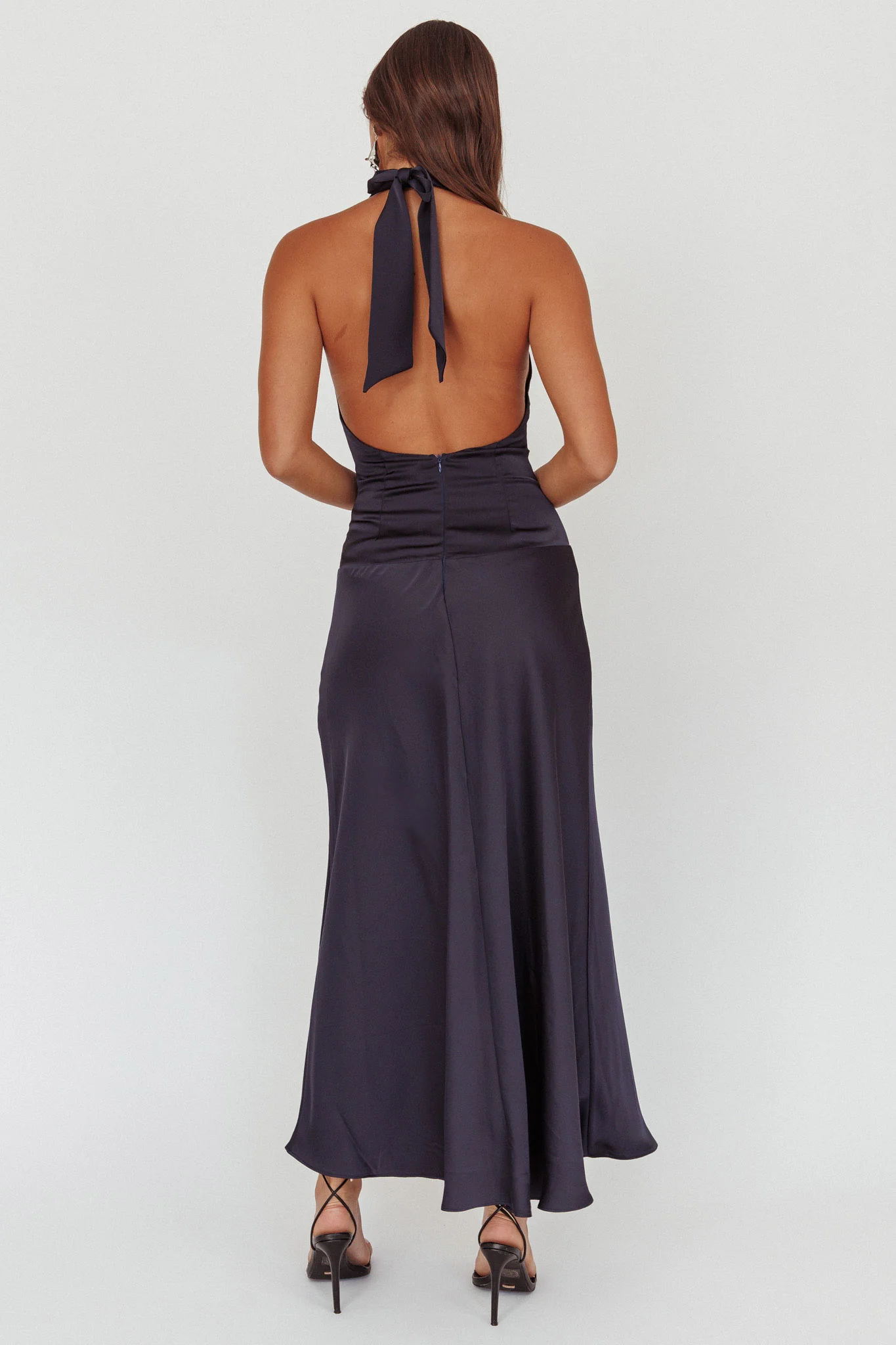 Elcie Drop Waist Halter Maxi Dress Navy - Sonourner