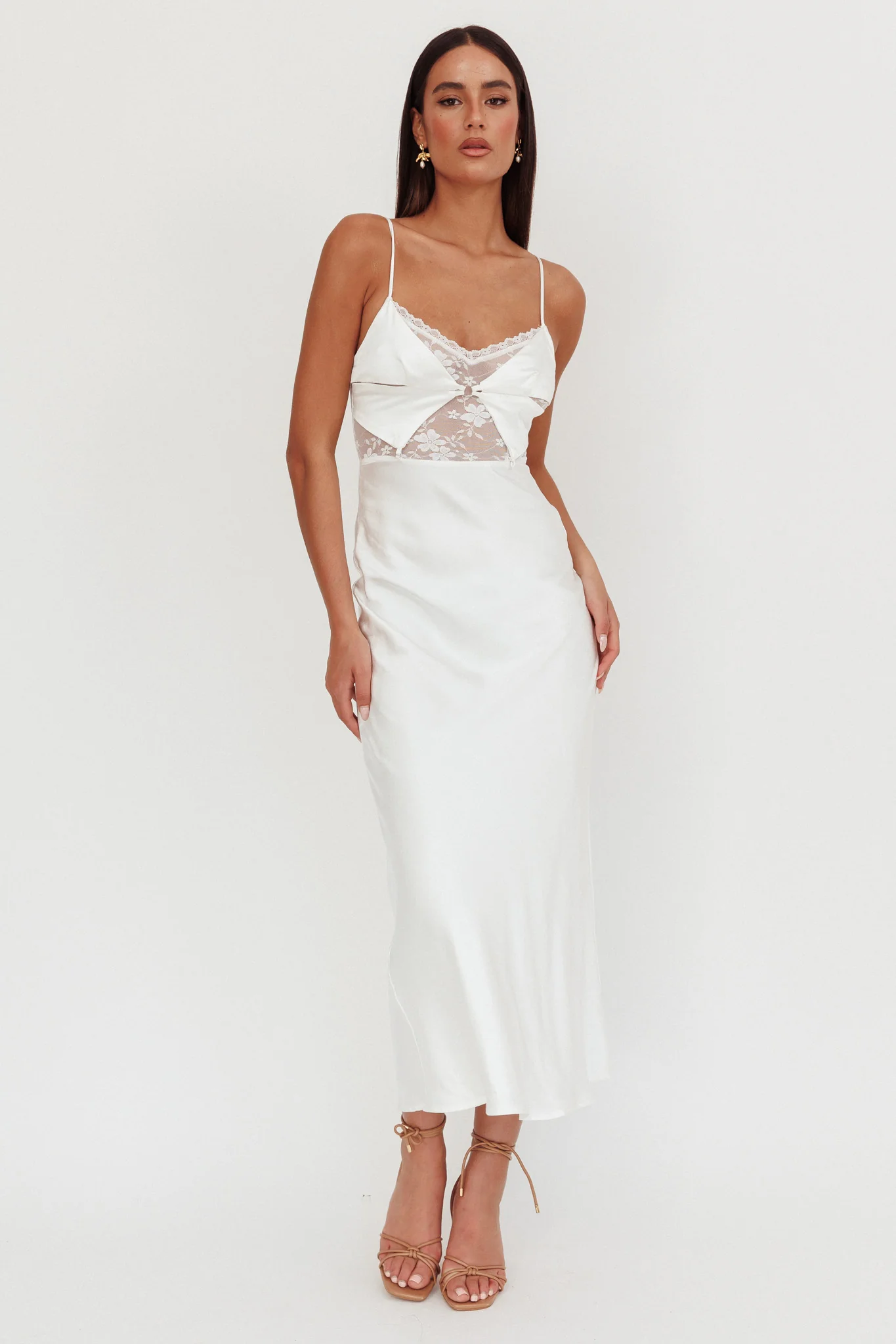 Impressions Lace Bodice Maxi Dress White - Sonourner