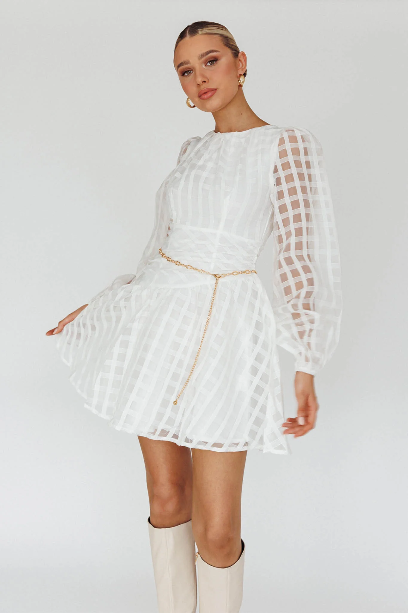 Tatiana Long Sleeve Plaid Mini Dress - Sonourner