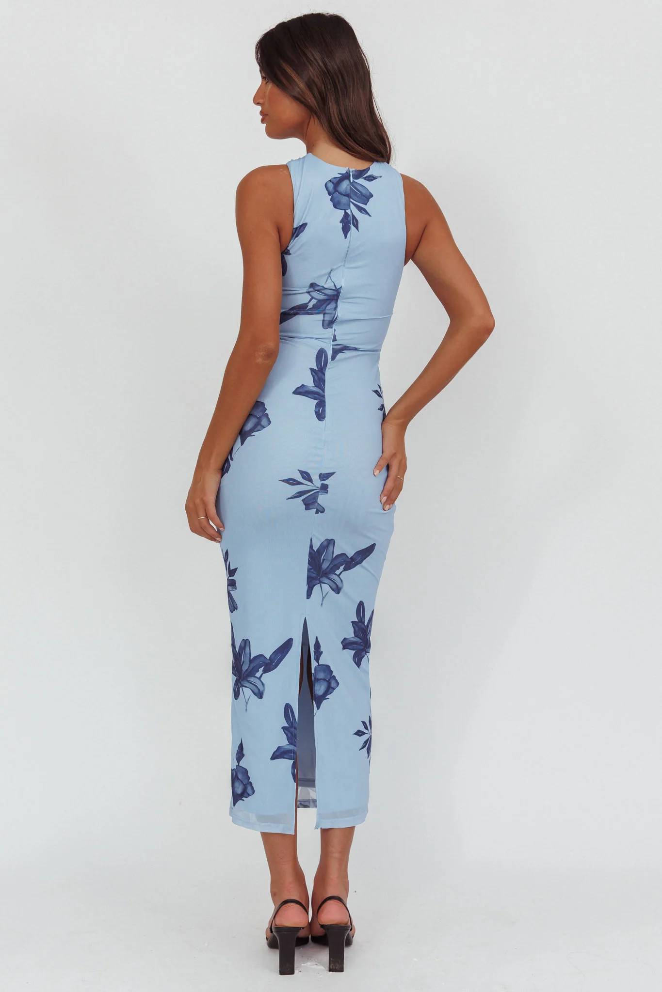 Maretha Gold Link Neckline Maxi Dress Lily Blue - Sonourner