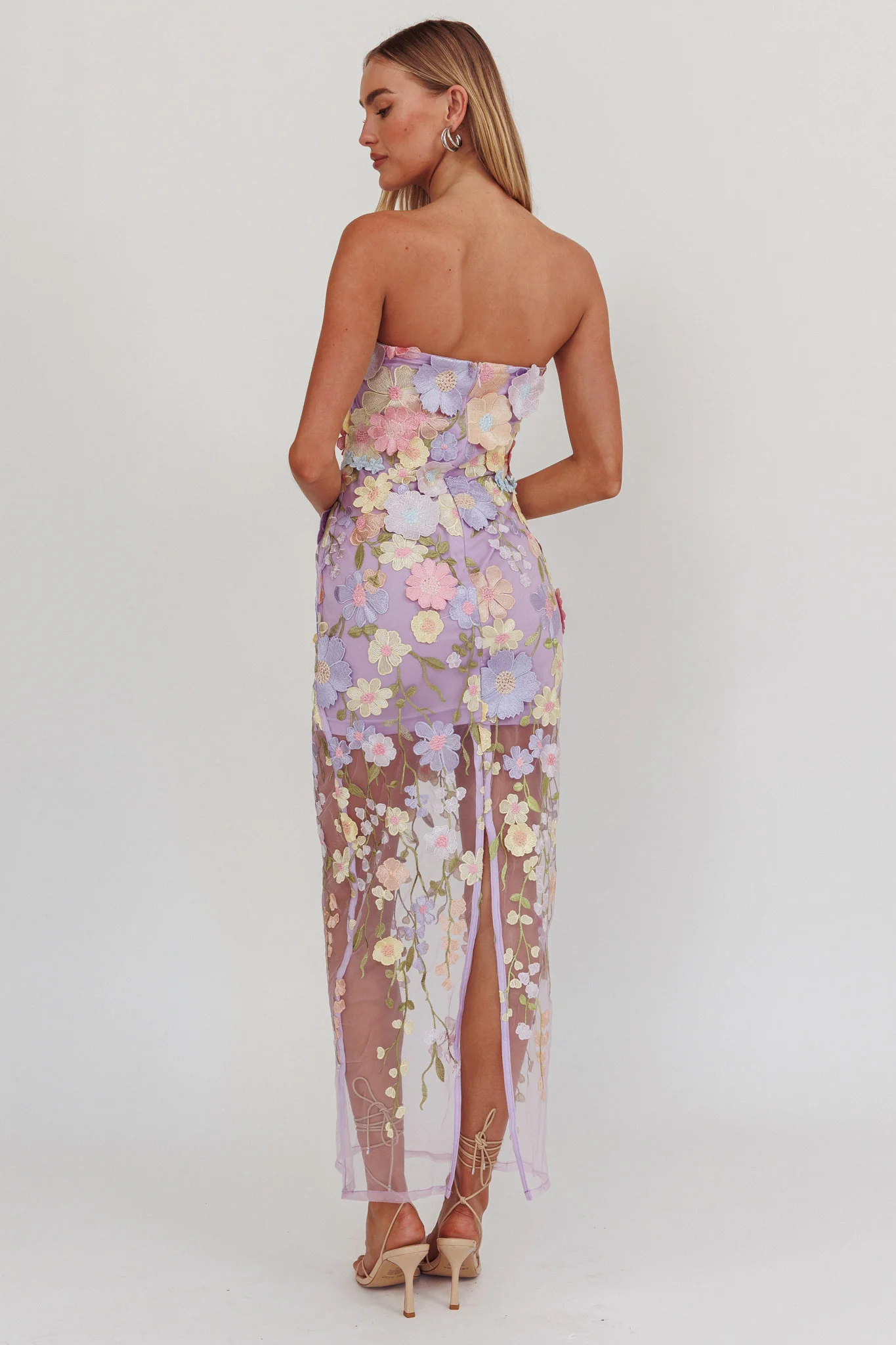Euphoria Dream Embellished Mesh Maxi Dress Lilac - Sonourner
