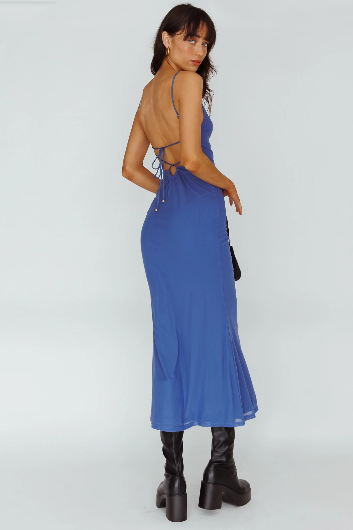 Genova Strappy Back Maxi Dress Midnight Blue - Sonourner