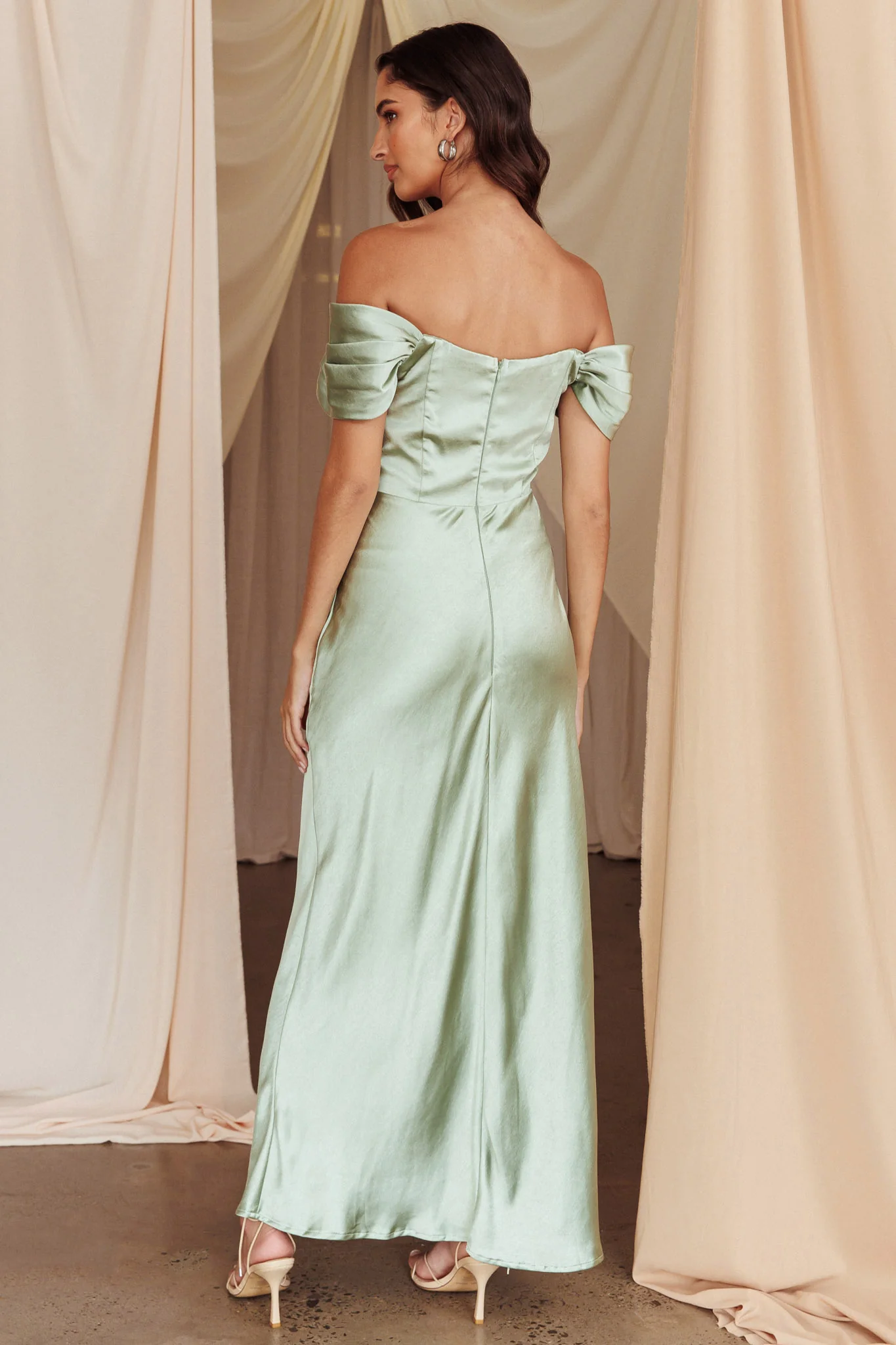 Katrina Off Shoulder Maxi Dress Pistachio - Sonourner
