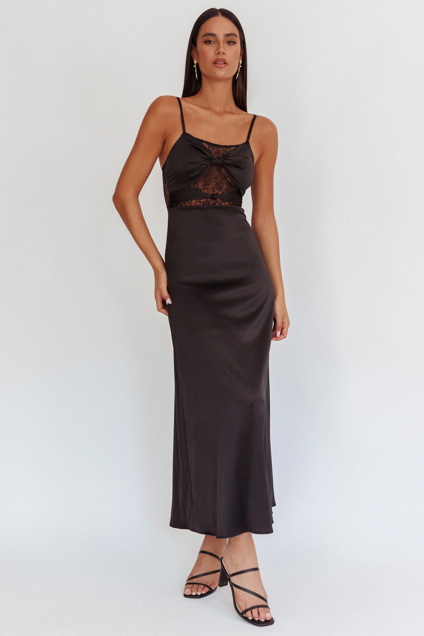 Wyatt Lace Twish Bust Maxi Dress Black - Sonourner