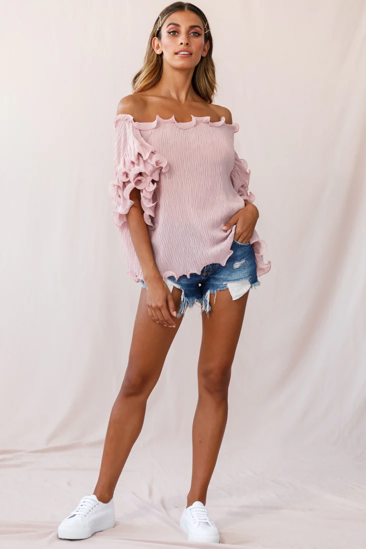 Miranda Ruffle Sleeve Top Blush - Sonourner