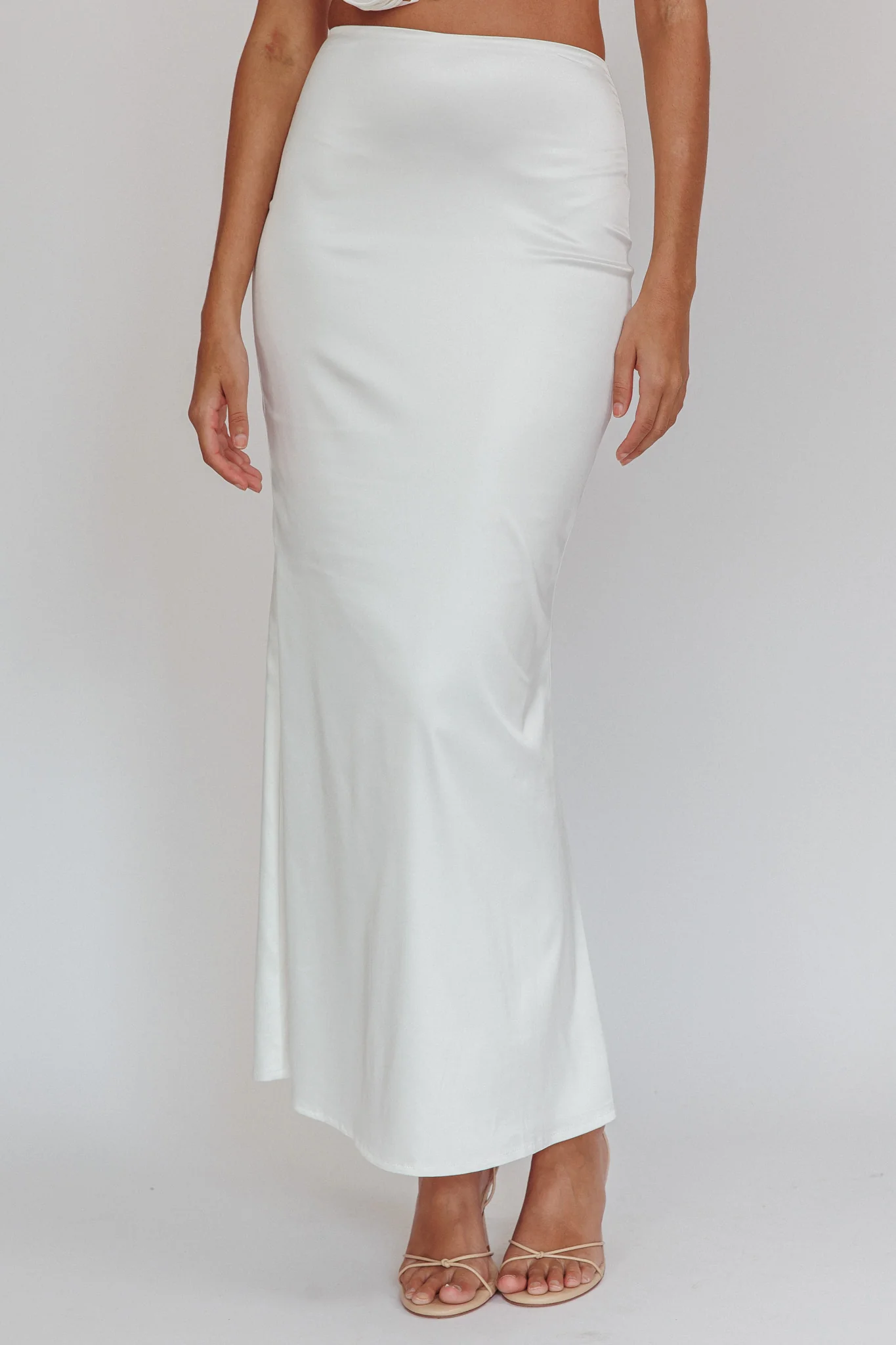 Like A Dove Satin Maxi Skirt Oyster - Sonourner