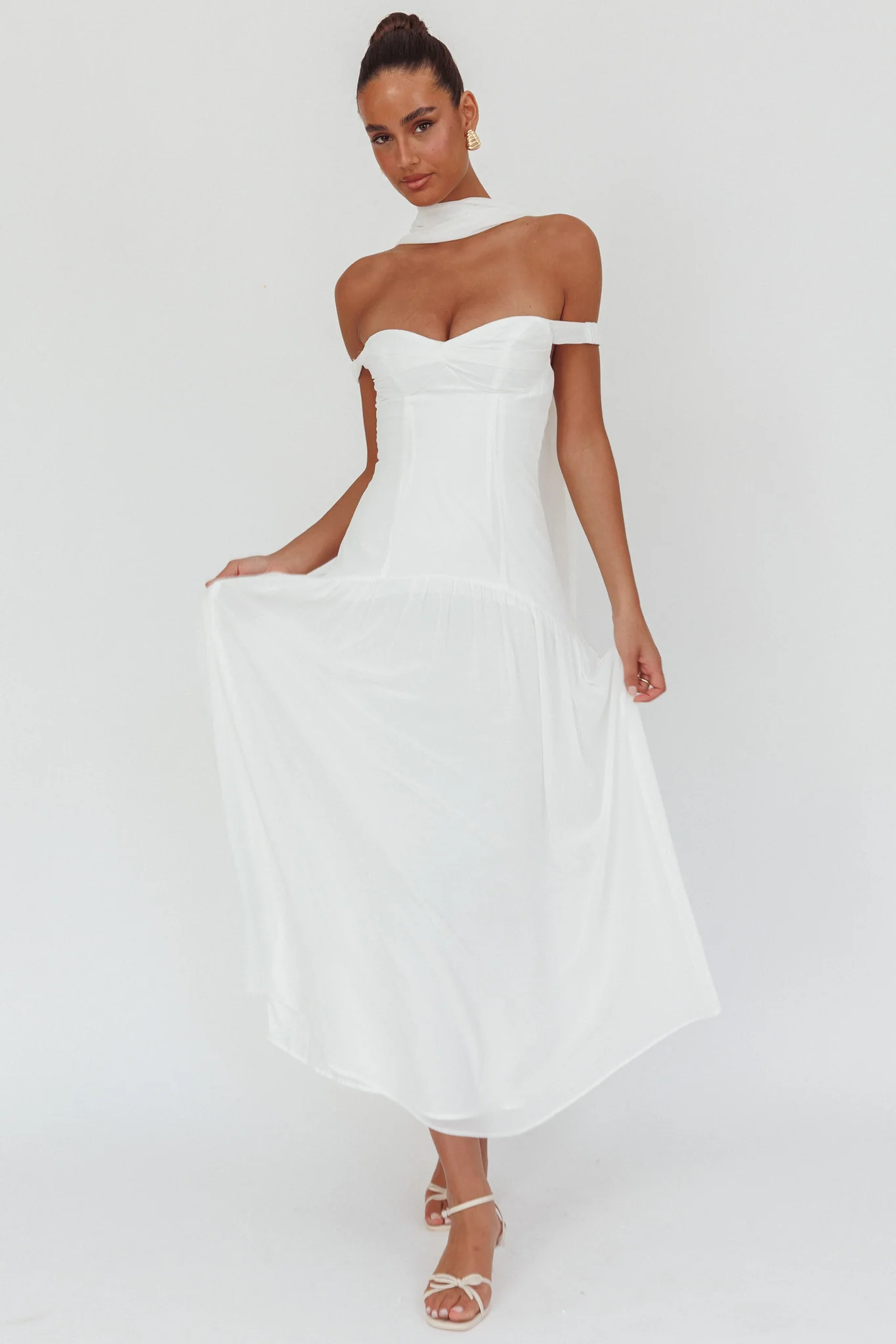 Kaycee Drop Waist Maxi Dress White - Sonourner